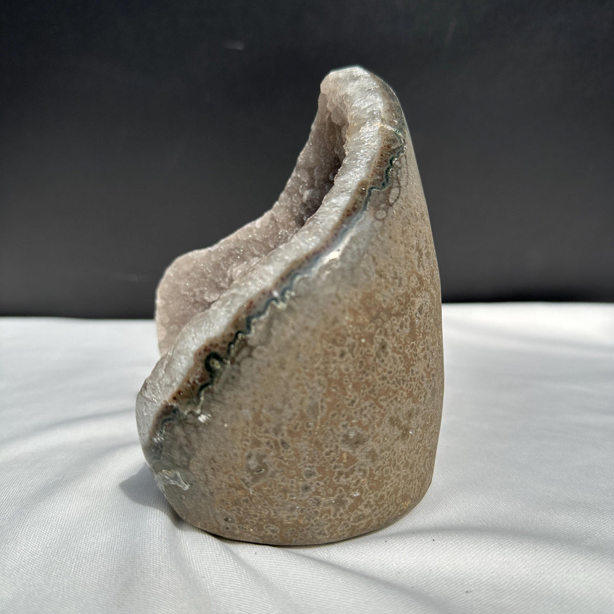 White Sugar Amethyst Geode Cave, Rare Botryoidal Druzy Crystal Specimen, Polished Uruguayan Mineral Decor Exact 2.54lb - view 3