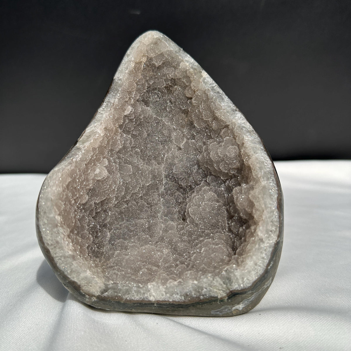 White Sugar Amethyst Geode Cave, Rare Botryoidal Druzy Crystal Specimen, Polished Uruguayan Mineral Decor Exact 2.54lb - view 8