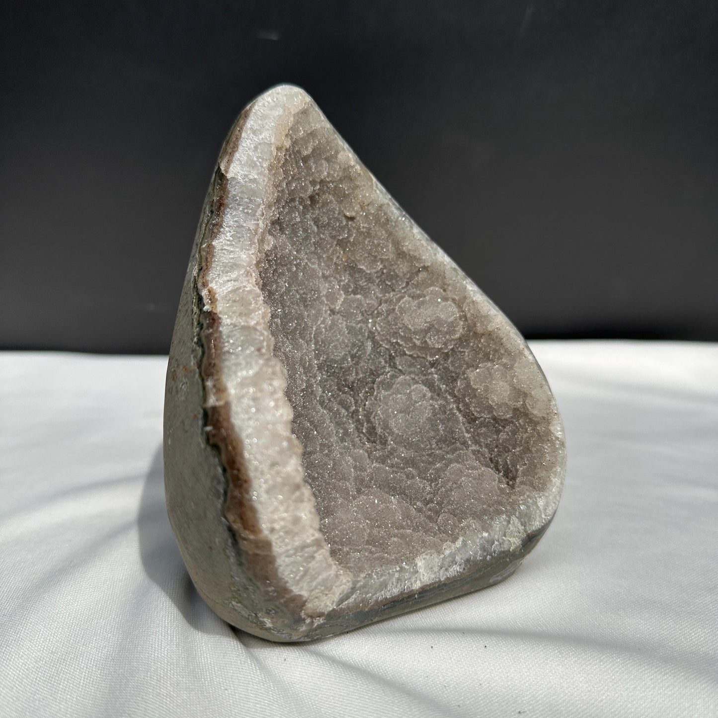White Sugar Amethyst Geode Cave, Rare Botryoidal Druzy Crystal Specimen, Polished Uruguayan Mineral Decor Exact 2.54lb - view 7