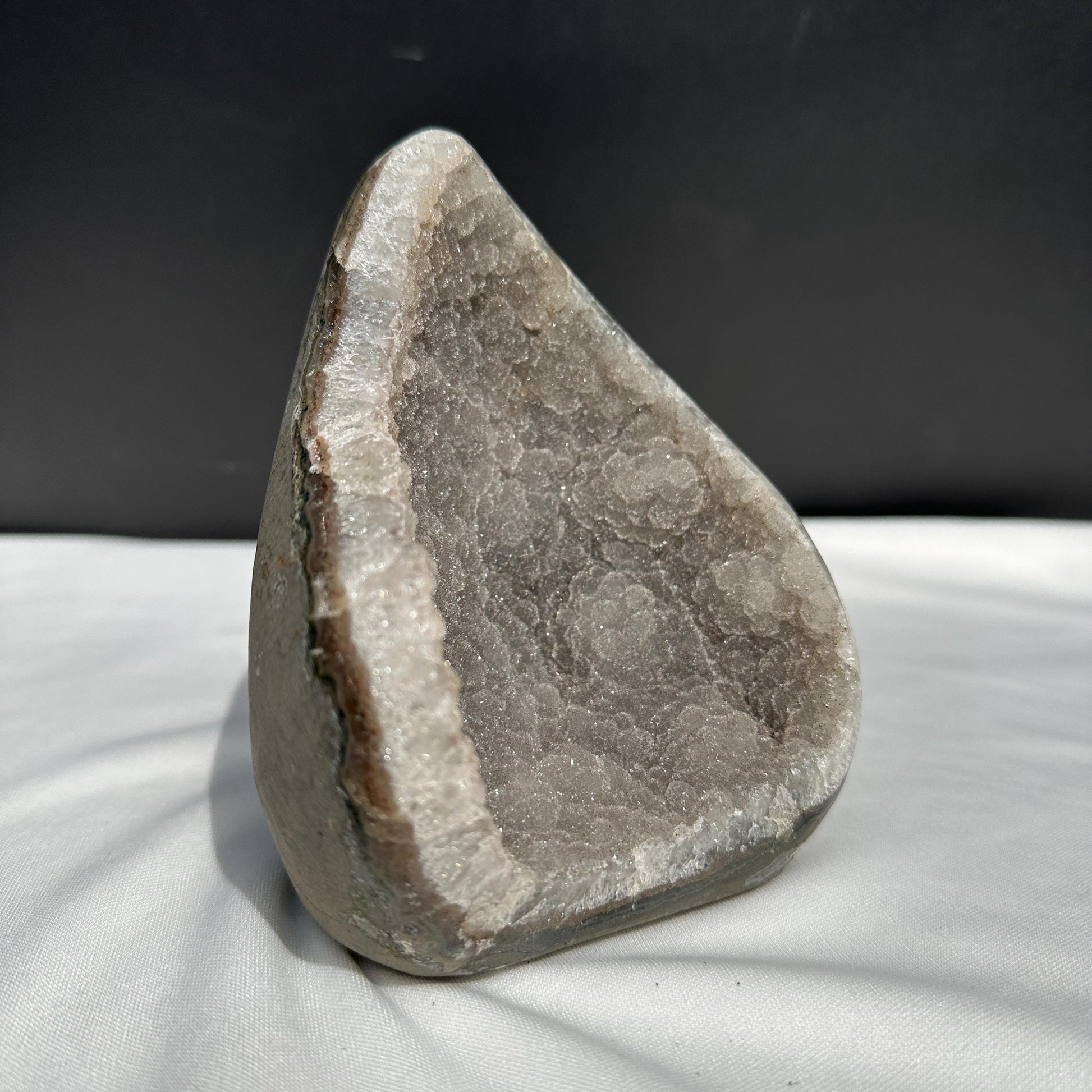 White Sugar Amethyst Geode Cave, Rare Botryoidal Druzy Crystal Specimen, Polished Uruguayan Mineral Decor Exact 2.54lb - view 7