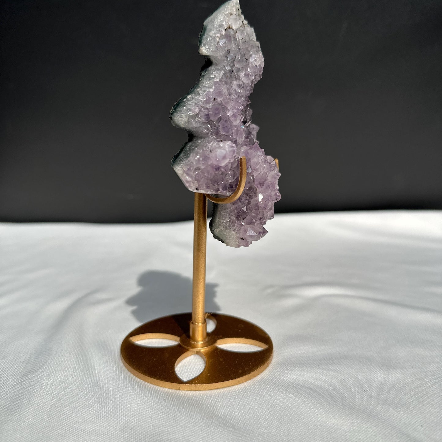 Amethyst Christmas Tree on Custom Metal Stand, Hand Cut Purple Crystal Pine Tree, Holiday Geode Ornament Decor Exact Specimen 0.44lb - view 5