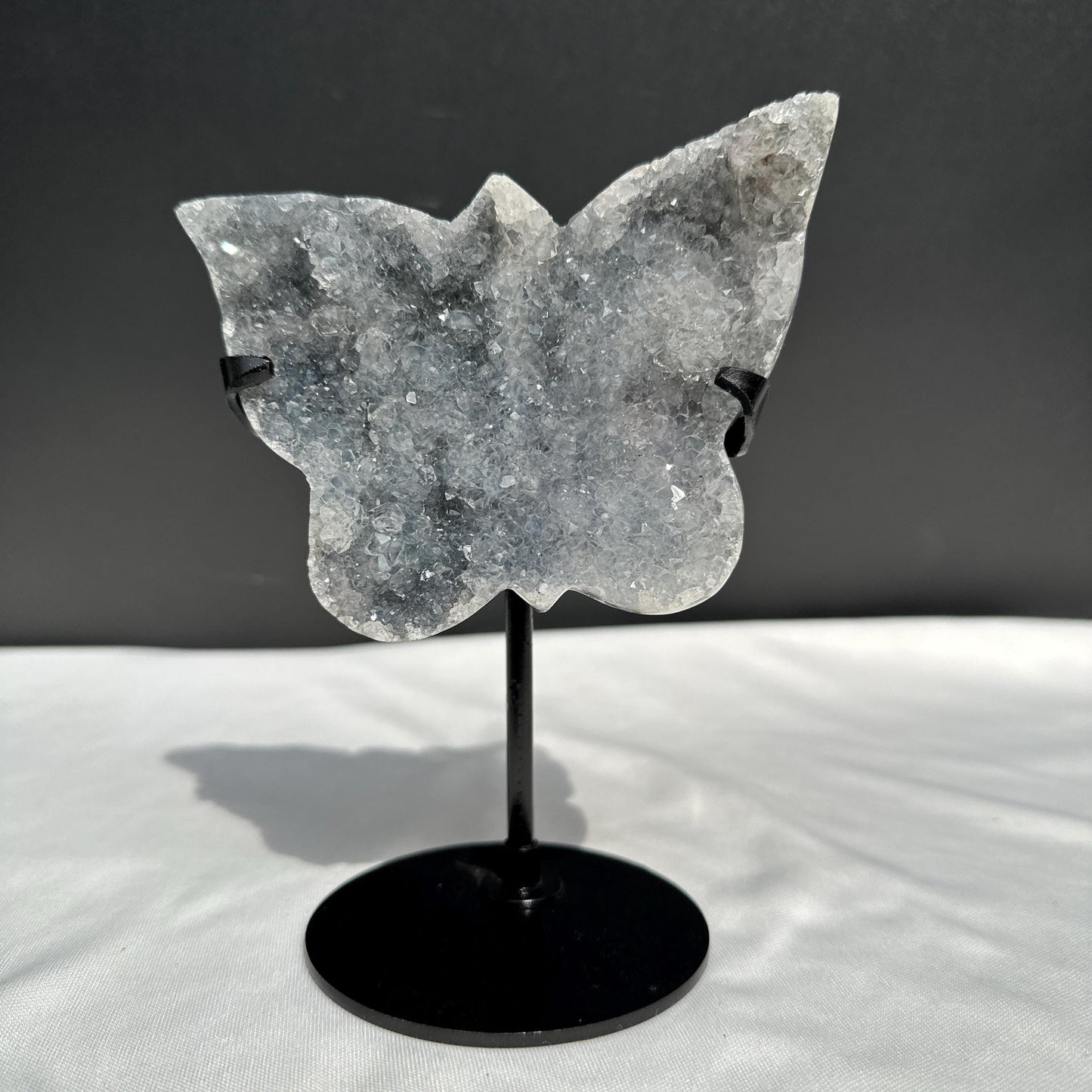 Amethyst Crystal Butterfly on Custom Metal Stand, Original Design Brazilian Geode Wings, Purple Quartz Decor Exact Specimen 1.1lb