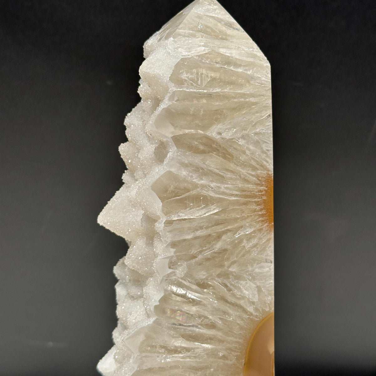White Sugar Druzy Agate Tower, Botryoidal Crystal Geode Obelisk, Polished Brazilian Mineral Specimen Wand Exact 3.2lb - view 5