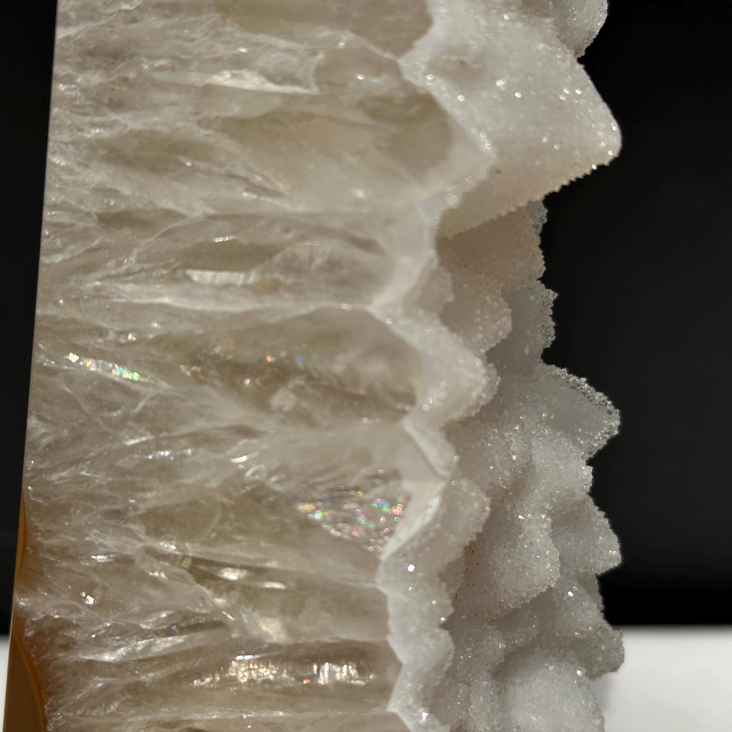White Sugar Druzy Agate Tower, Botryoidal Crystal Geode Obelisk, Polished Brazilian Mineral Specimen Wand Exact 3.2lb
