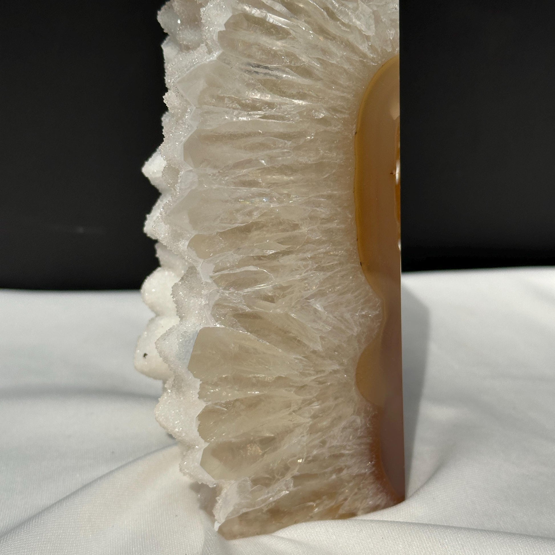 White Sugar Druzy Agate Tower, Botryoidal Crystal Geode Obelisk, Polished Brazilian Mineral Specimen Wand Exact 3.2lb - view 6