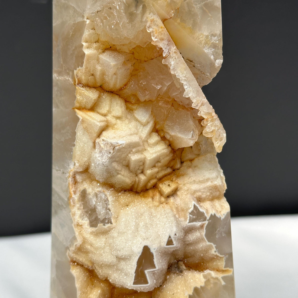 Large Agate Amethyst Geode Tower, Yellow Sugar Druzy Obelisk, Crystal Symbiosis Wand, Polished Brazilian Mineral Exact 3.09lb - view 9