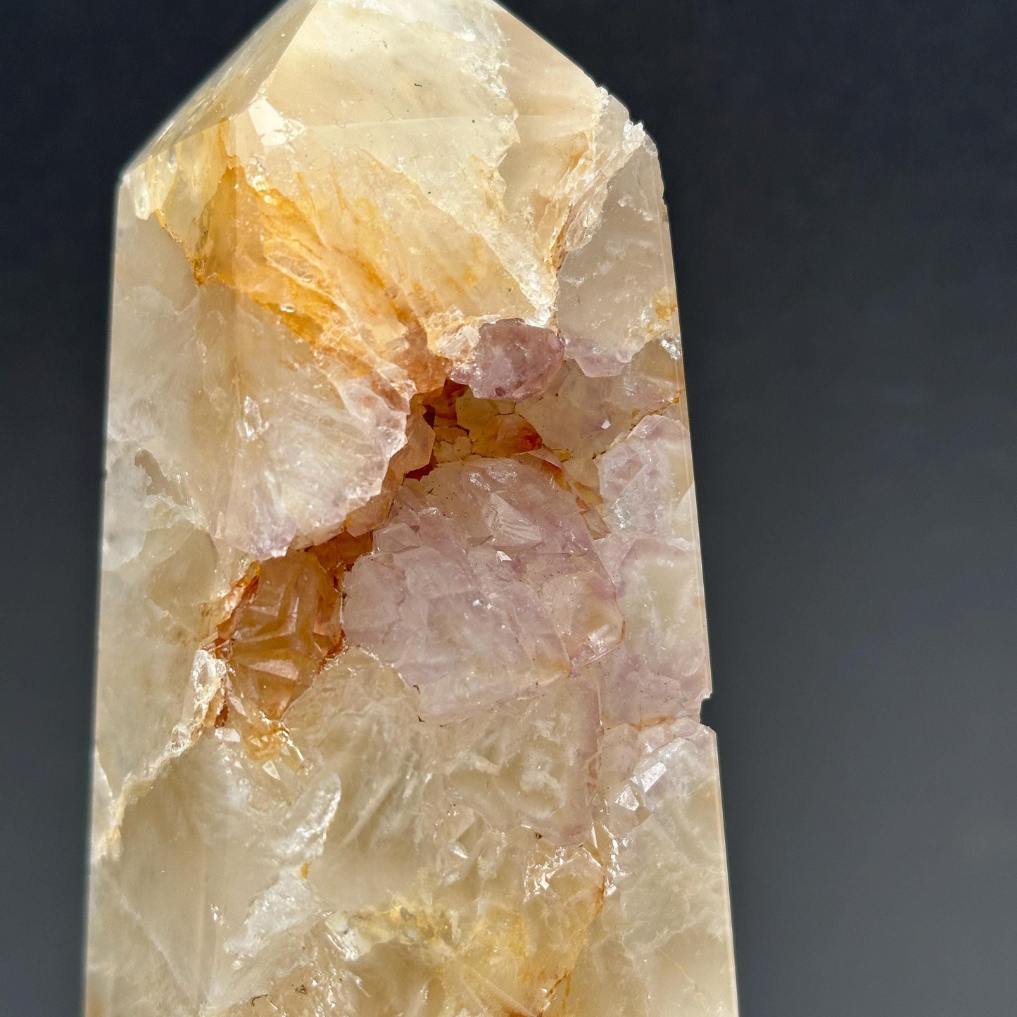 Large Agate Amethyst Geode Tower, Yellow Sugar Druzy Obelisk, Crystal Symbiosis Wand, Polished Brazilian Mineral Exact 3.09lb - view 2