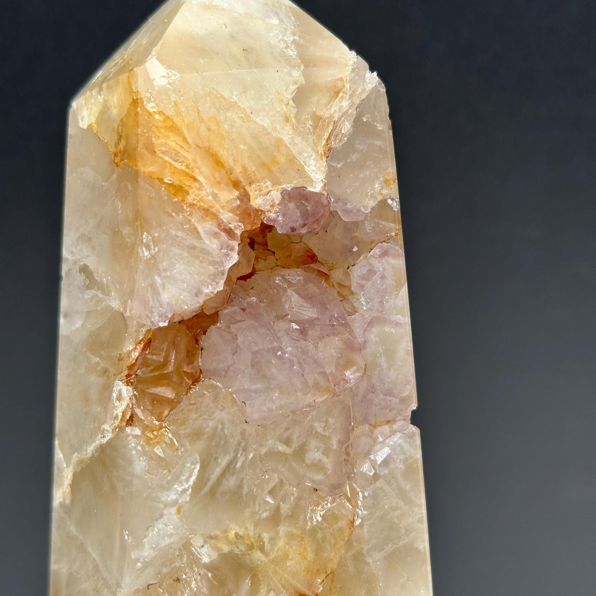 Large Agate Amethyst Geode Tower, Yellow Sugar Druzy Obelisk, Crystal Symbiosis Wand, Polished Brazilian Mineral Exact 3.09lb - view 2