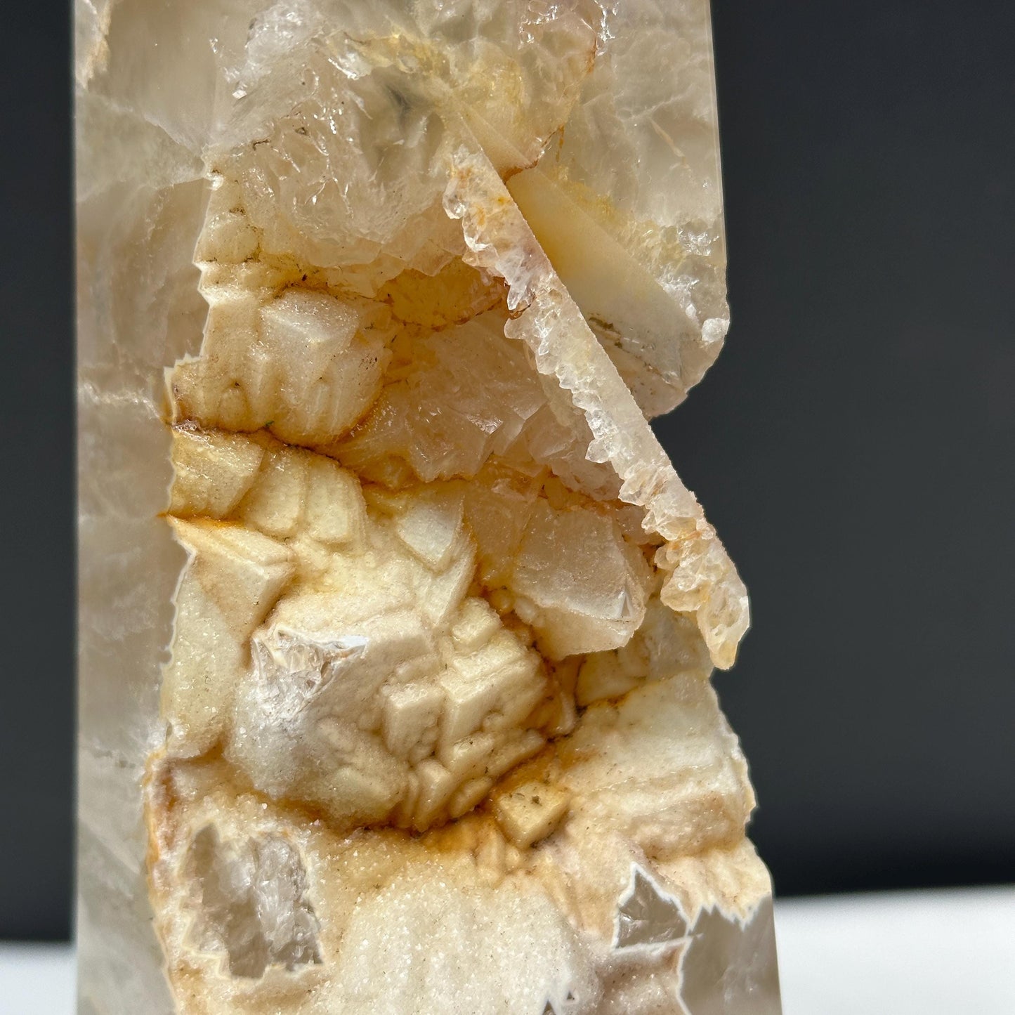 Large Agate Amethyst Geode Tower, Yellow Sugar Druzy Obelisk, Crystal Symbiosis Wand, Polished Brazilian Mineral Exact 3.09lb