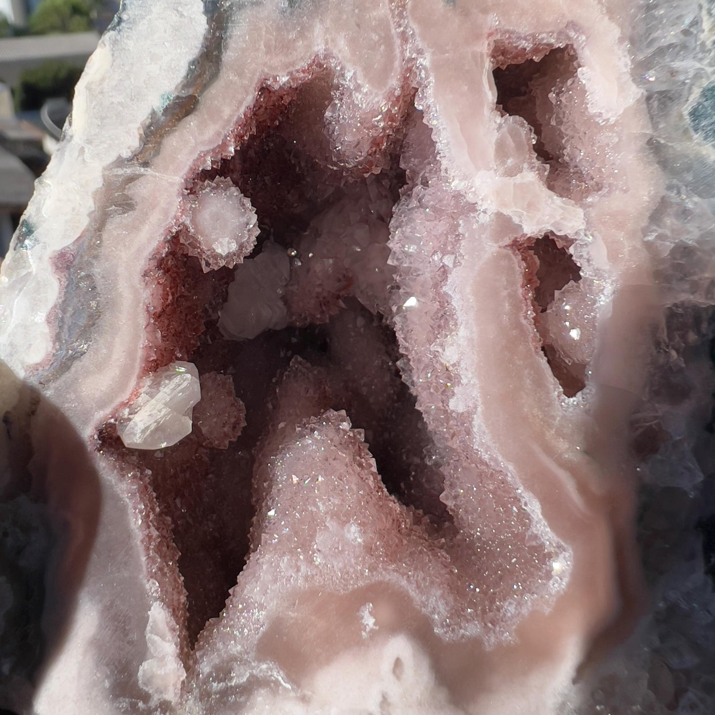 Rare Pink Amethyst Geode, Brazilian Crystal Cave, Raw Pink Druzy Specimen, Small Purple Healing Stone, Exact Decor 1.08lb - view 9