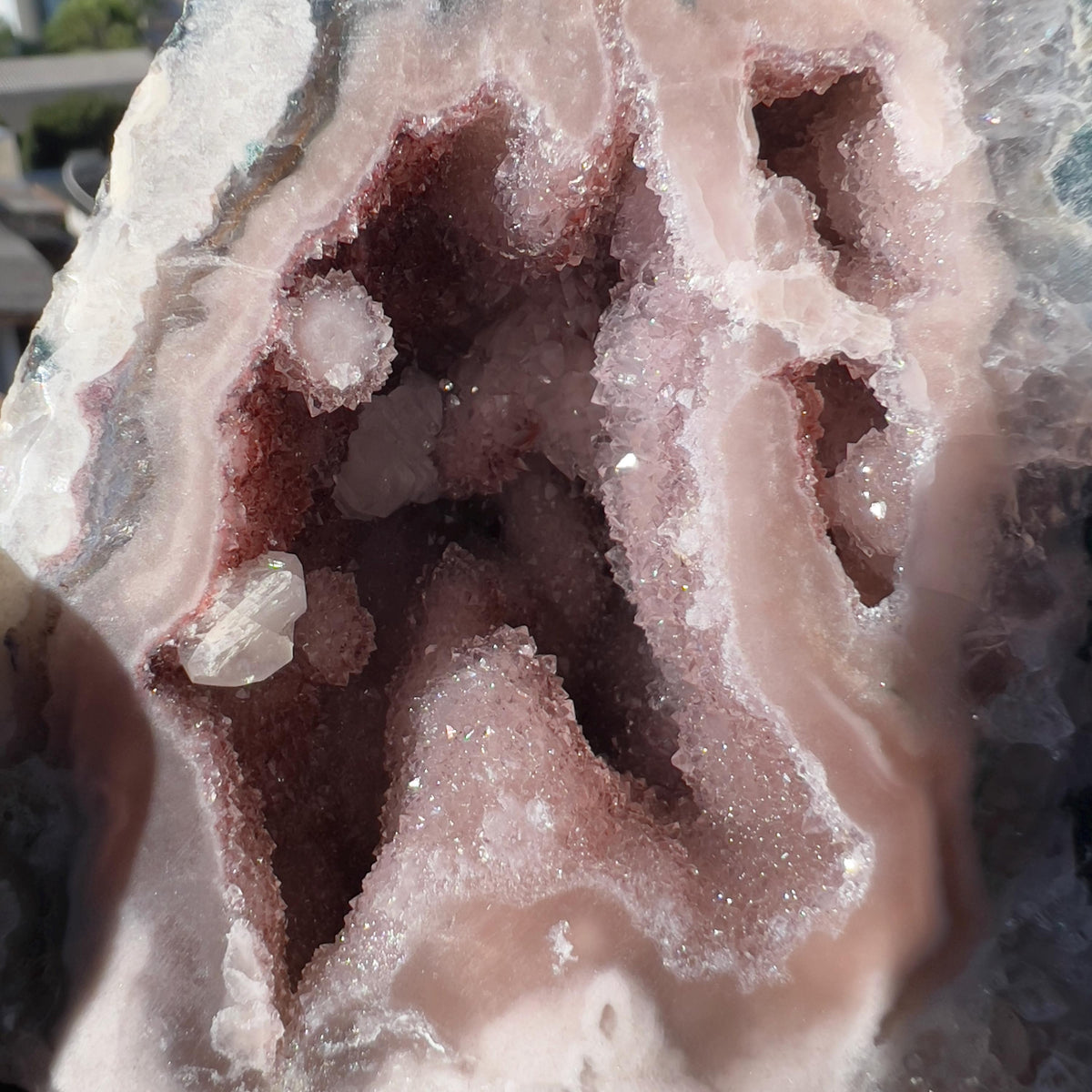 Rare Pink Amethyst Geode, Brazilian Crystal Cave, Raw Pink Druzy Specimen, Small Purple Healing Stone, Exact Decor 1.08lb - view 9