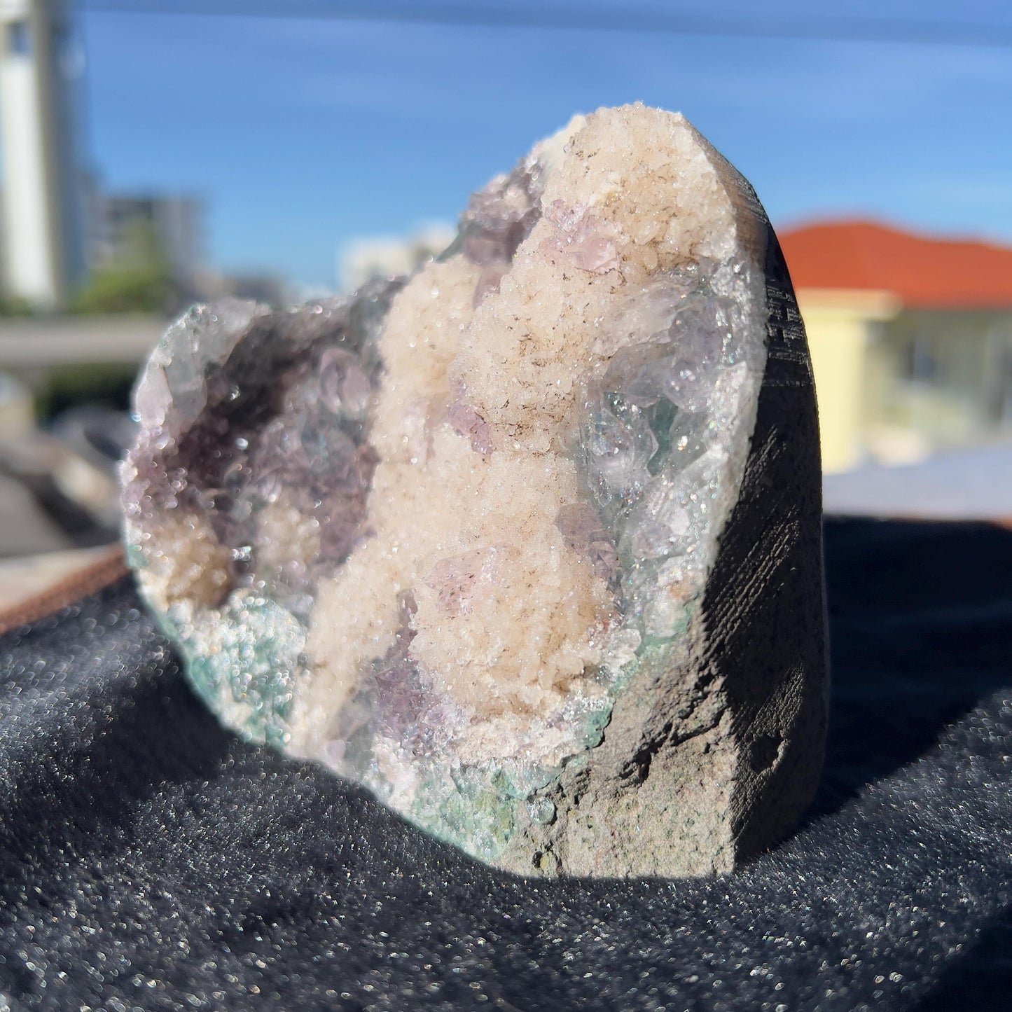Rare Phantom Amethyst & Calcite Symbiosis, Unique Inclusion Crystal Specimen, Raw Purple Druzy Decor Direct Brazil Exact 1.88lb - view 2