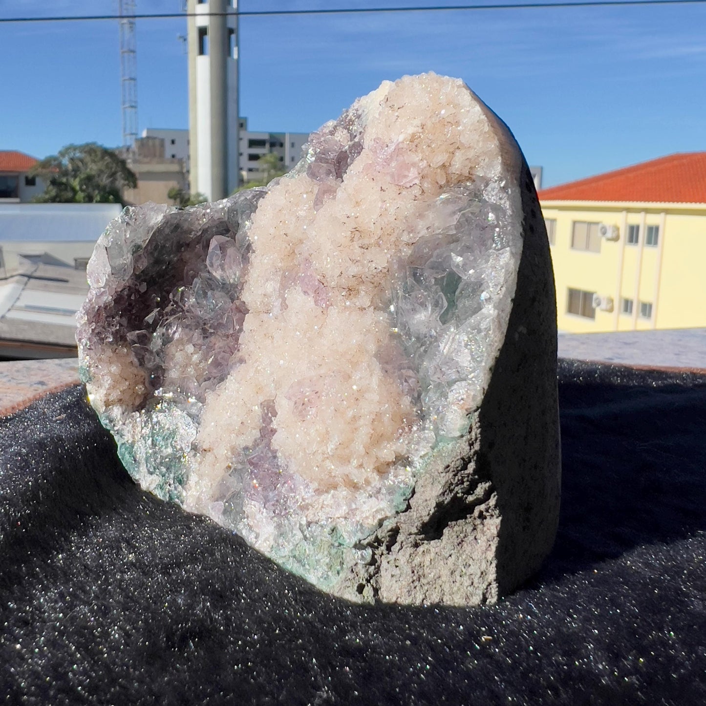 Rare Phantom Amethyst & Calcite Symbiosis, Unique Inclusion Crystal Specimen, Raw Purple Druzy Decor Direct Brazil Exact 1.88lb - view 9