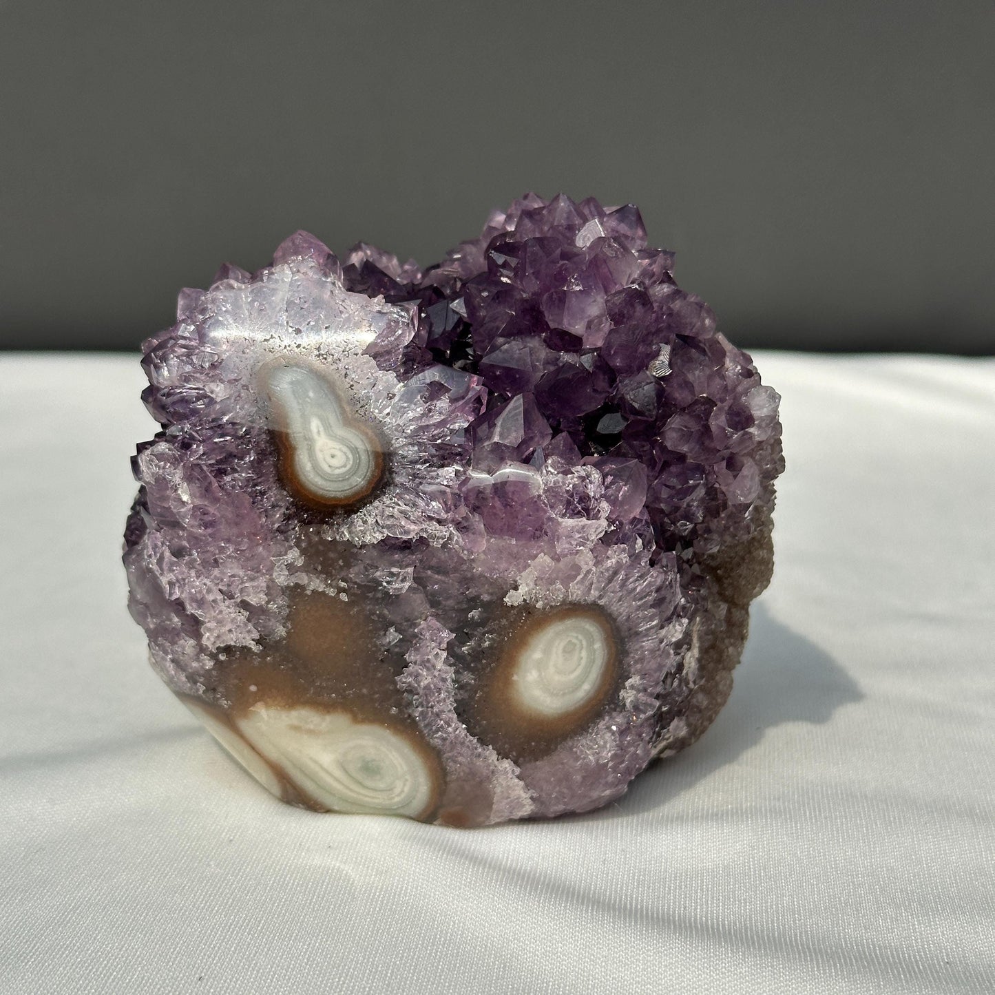 Amethyst Flower Cluster, Raw Brazilian Purple Quartz Geode with Polished Base, Unique Crystal Rosette Decor Exact Specimen 1.54lb