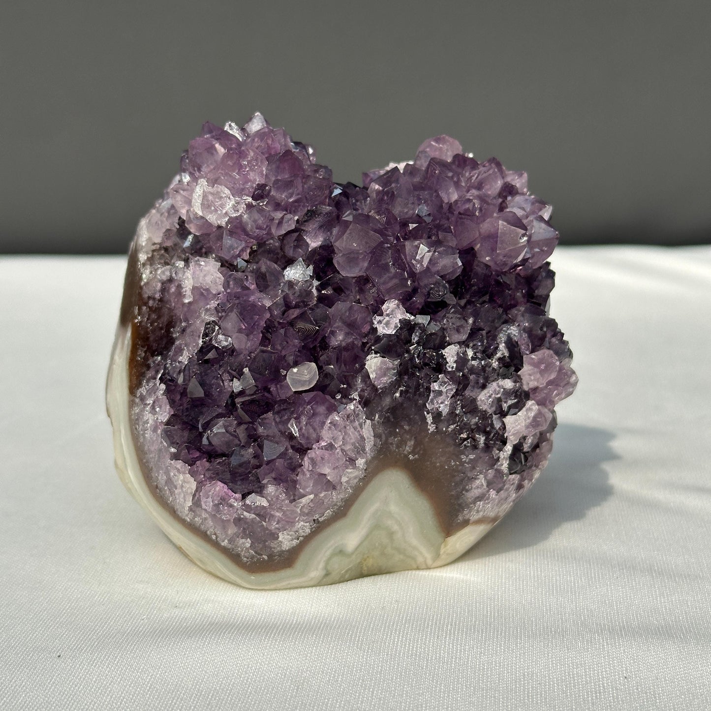 Amethyst Flower Cluster, Raw Brazilian Purple Quartz Geode with Polished Base, Unique Crystal Rosette Decor Exact Specimen 1.54lb - view 2