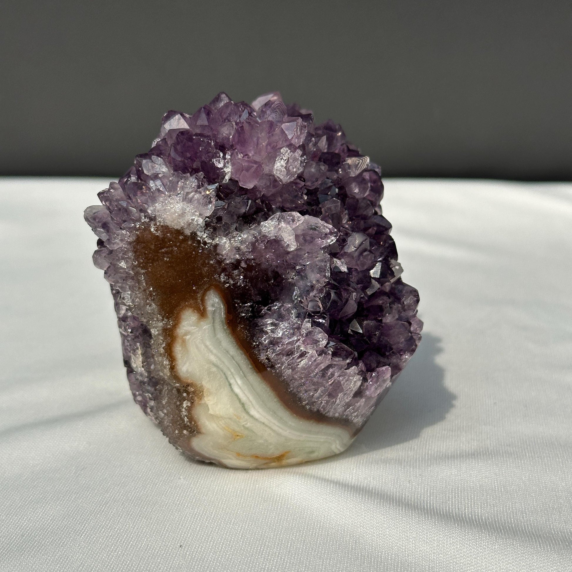 Amethyst Flower Cluster, Raw Brazilian Purple Quartz Geode with Polished Base, Unique Crystal Rosette Decor Exact Specimen 1.54lb - view 6