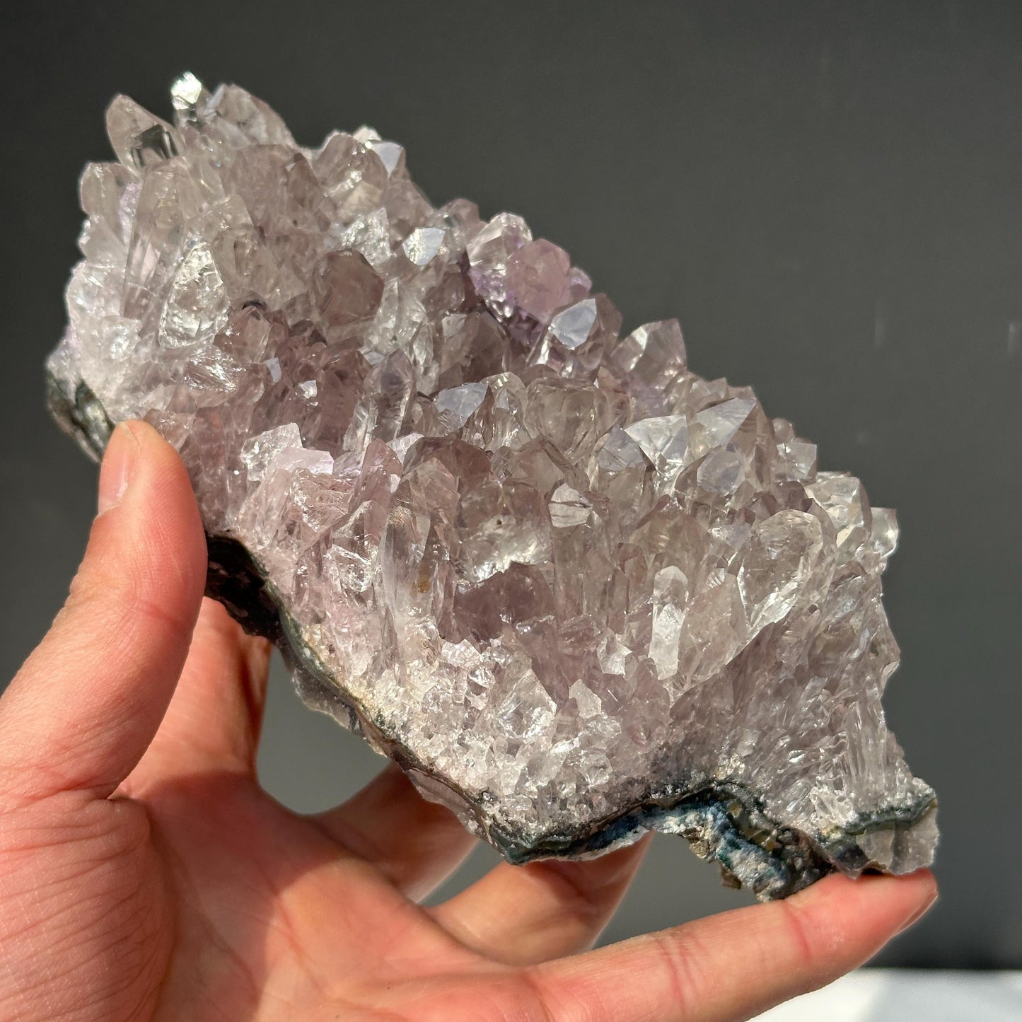 Rare Uruguayan Amethyst Cluster, Pale Lavender Quartz Specimen, Radiating Crystal Fan Spray, Polished Base Decor Exact 2.31lb
