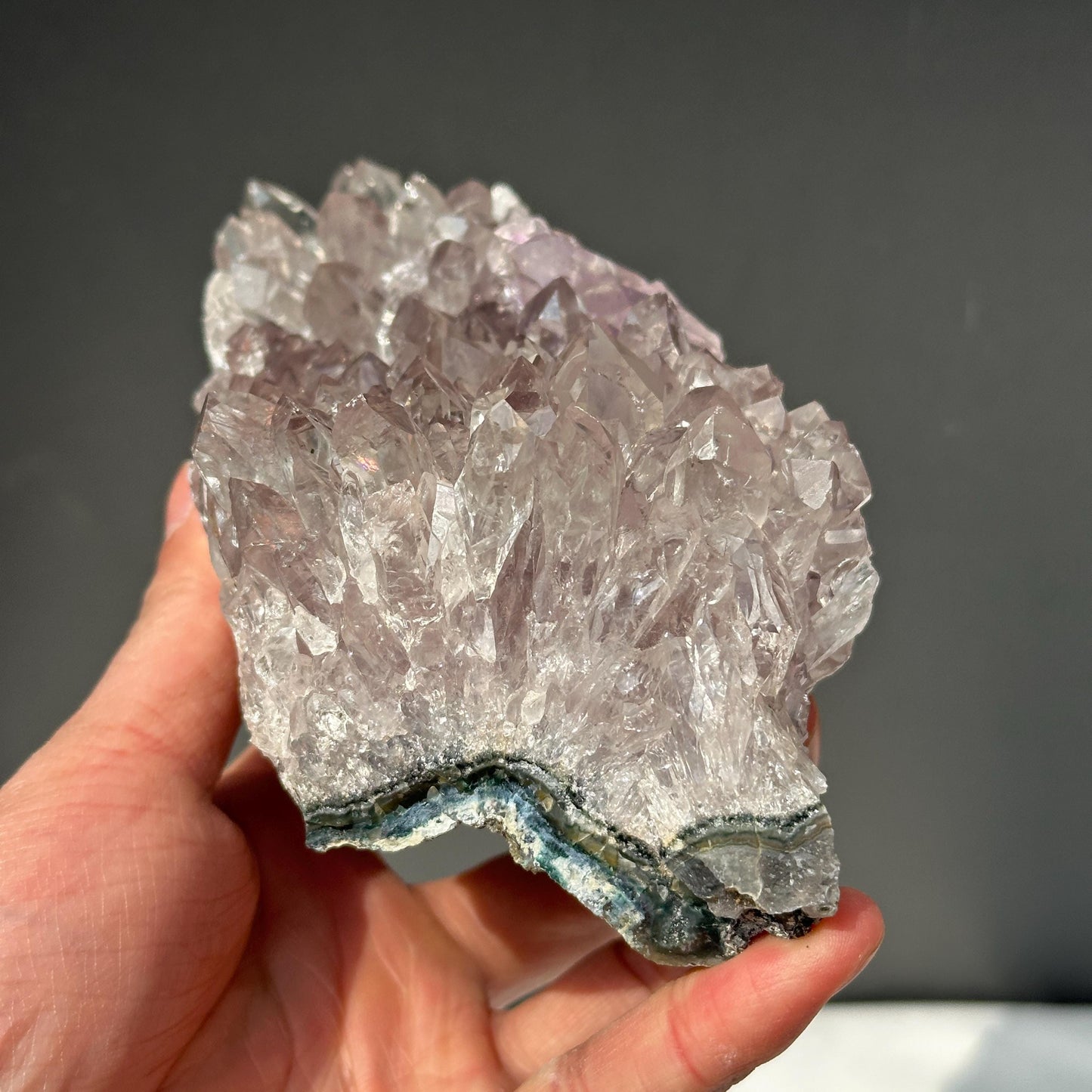 Rare Uruguayan Amethyst Cluster, Pale Lavender Quartz Specimen, Radiating Crystal Fan Spray, Polished Base Decor Exact 2.31lb