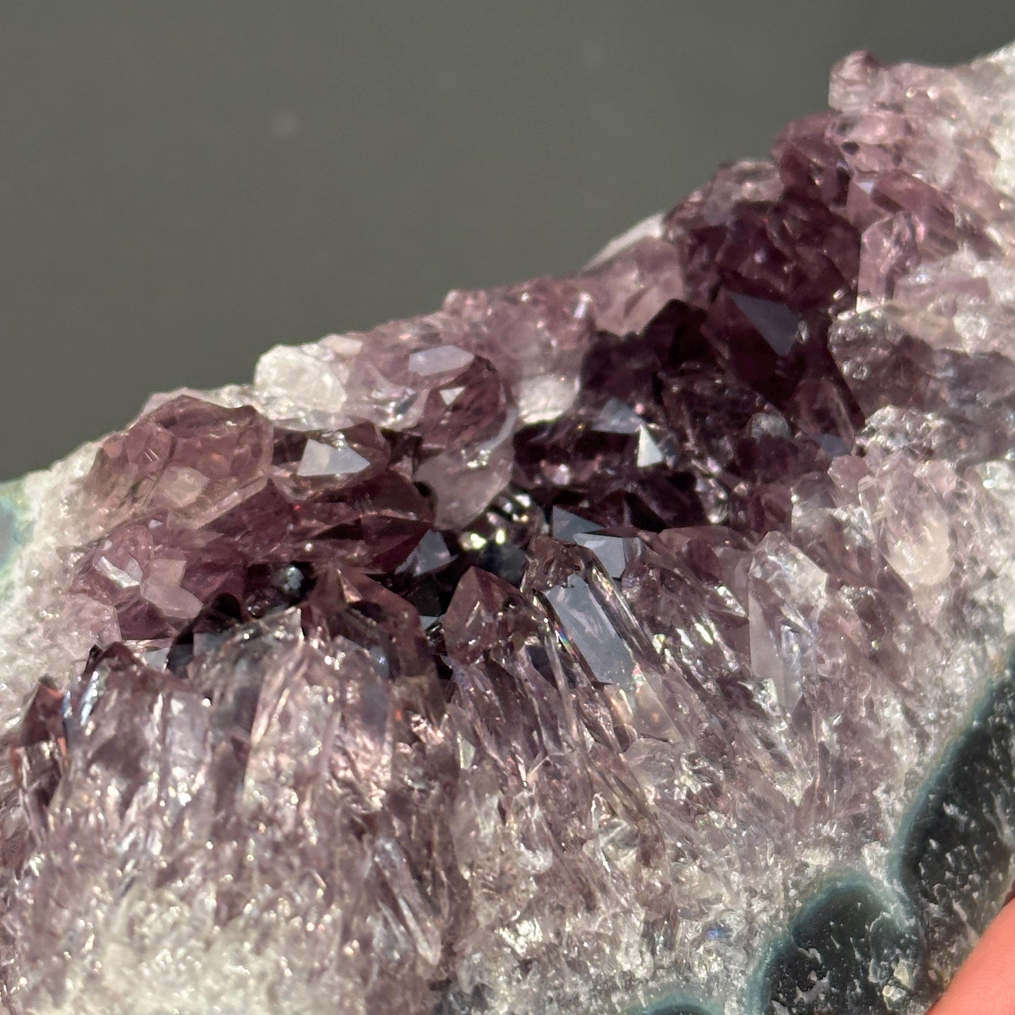 Rare Uruguayan Amethyst Cluster with Hematite Spheres, Cut Flame Shape Geode, Pale Purple Quartz Specimen Exact 2.09lb - view 8