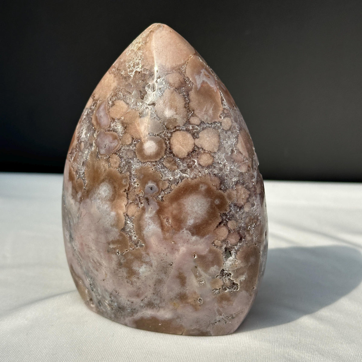 Pink Amethyst Freeform with Druzy Pockets, Polished Brazilian Crystal Standing Stone, Flower Agate Patterns Decor Exact 1.76lb - view 10