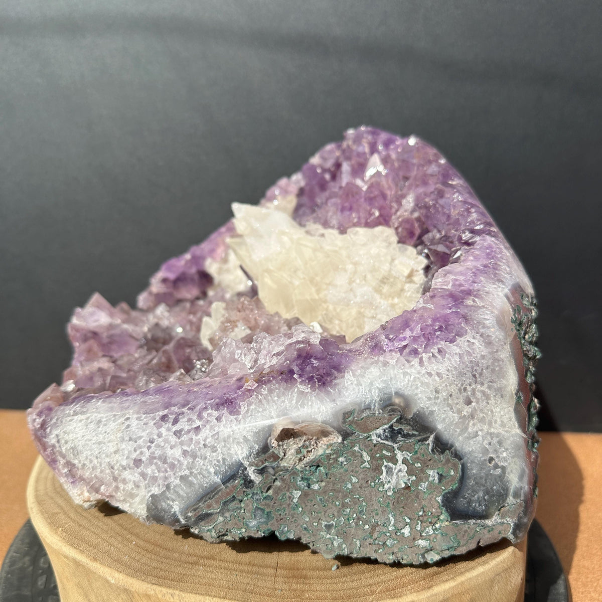 Giant 17.5lb Rutilated Amethyst & Large Calcite Symbiosis, Polished Brazilian Crystal Freeform Decor, Exact Specimen Brazil - view 7