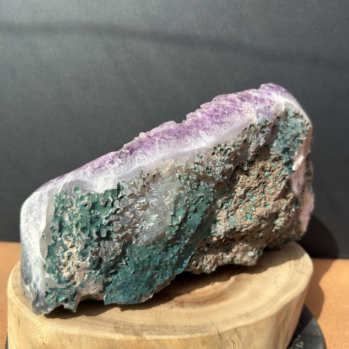 Giant 17.5lb Rutilated Amethyst & Large Calcite Symbiosis, Polished Brazilian Crystal Freeform Decor, Exact Specimen Brazil - view 8