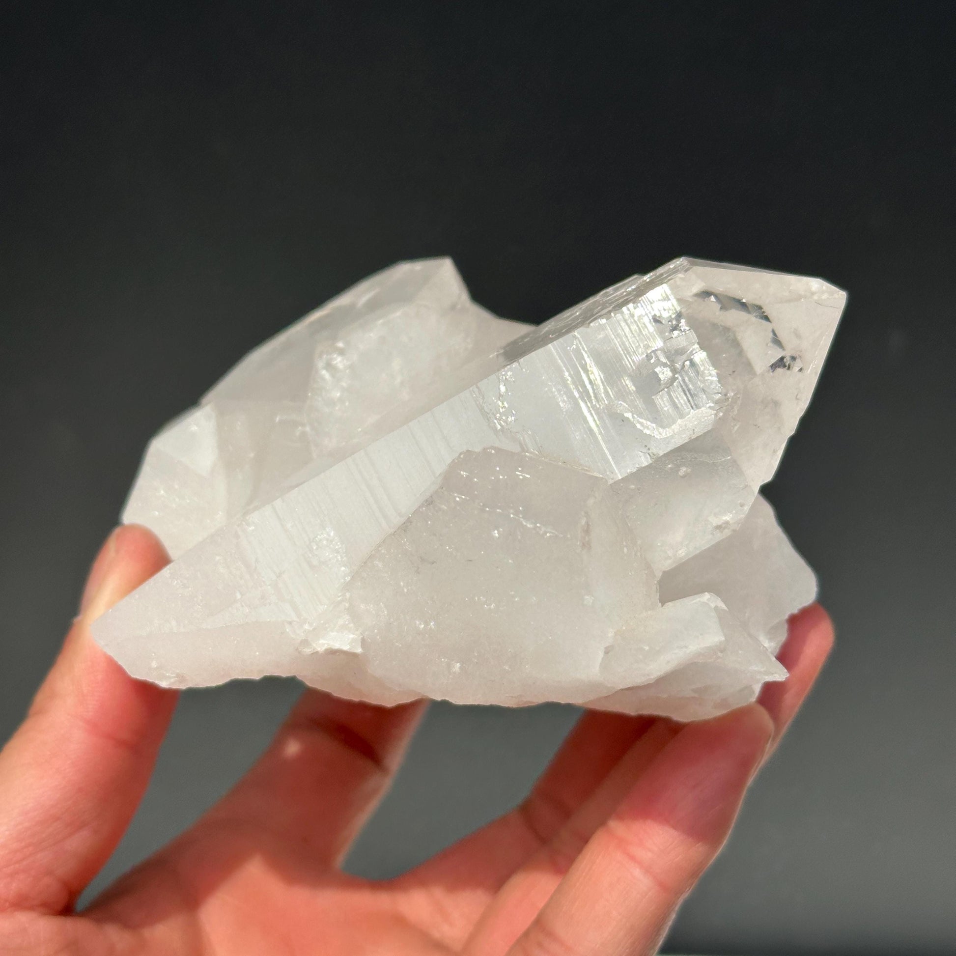 Minas Gerais White Quartz Cluster, Chunky Brazilian Clear Crystal Points, Lightly Polished Healing Mineral Specimen Exact 1.36lb - view 6