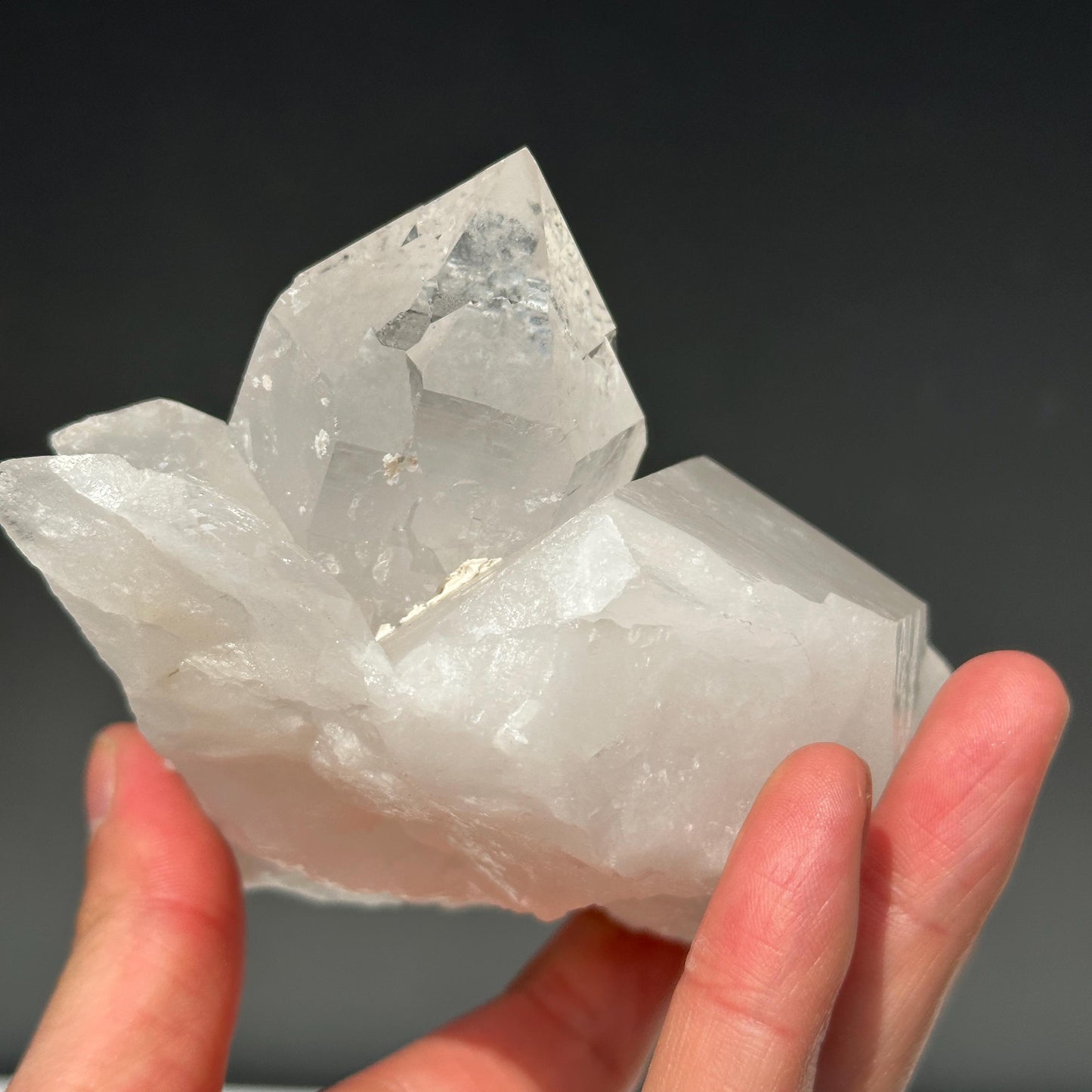 Minas Gerais White Quartz Cluster, Chunky Brazilian Clear Crystal Points, Lightly Polished Healing Mineral Specimen Exact 1.36lb - view 7