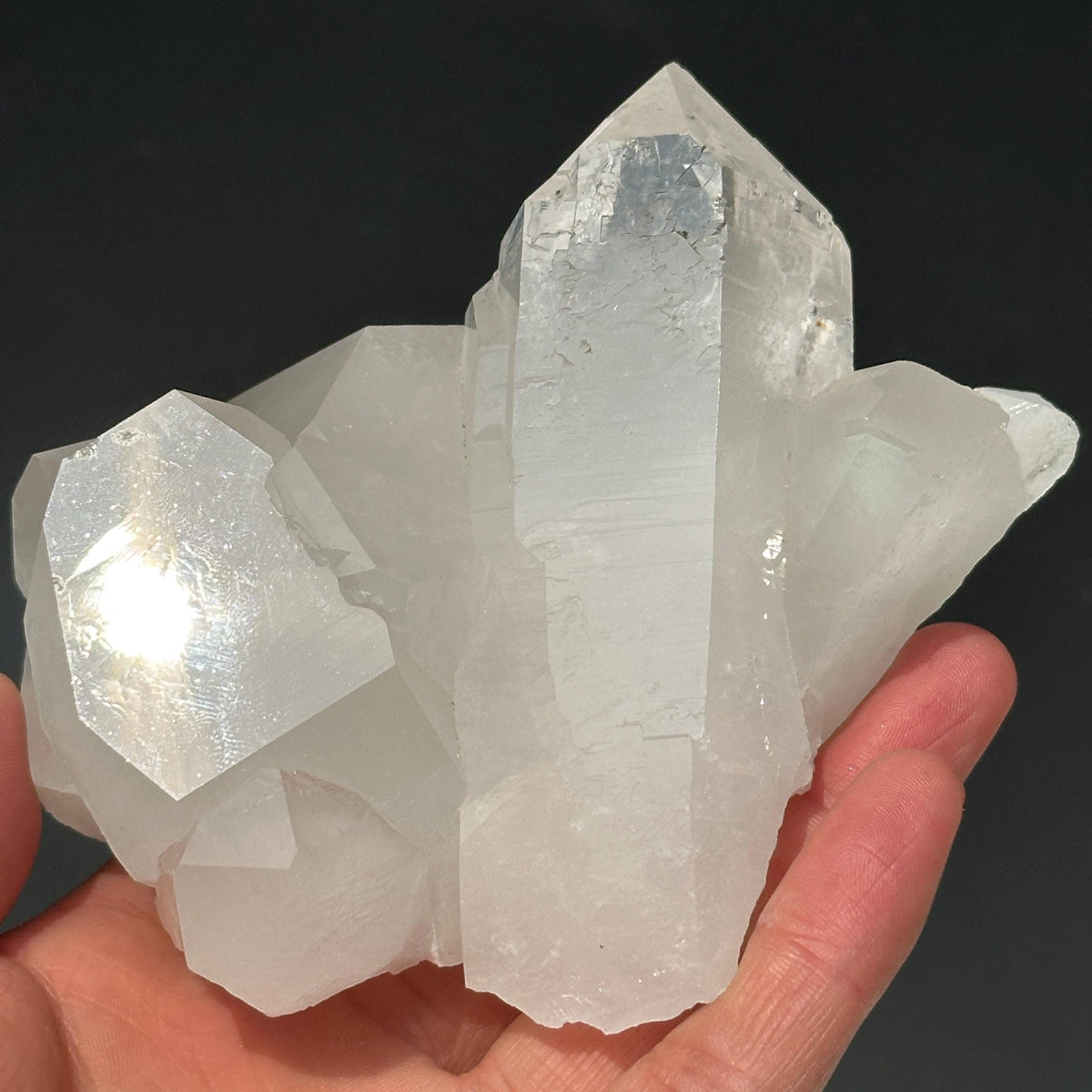 Minas Gerais White Quartz Cluster, Chunky Brazilian Clear Crystal Points, Lightly Polished Healing Mineral Specimen Exact 1.36lb - view 9