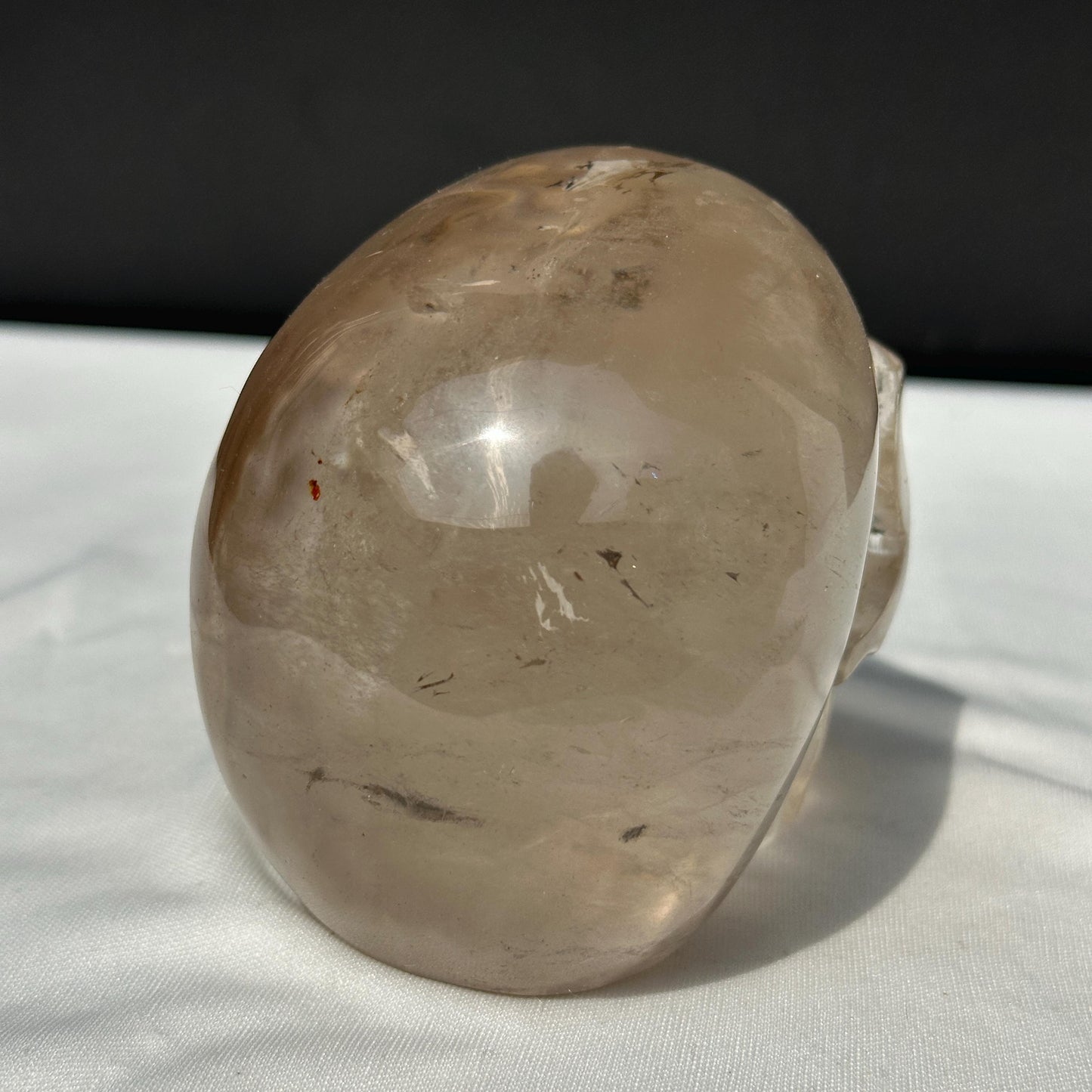 Large Smoky Quartz Crystal Skull, Personally Sourced Brazilian Quartz Carving, Heavy Polished Gothic Altar Decor Exact Specimen 2.19lb