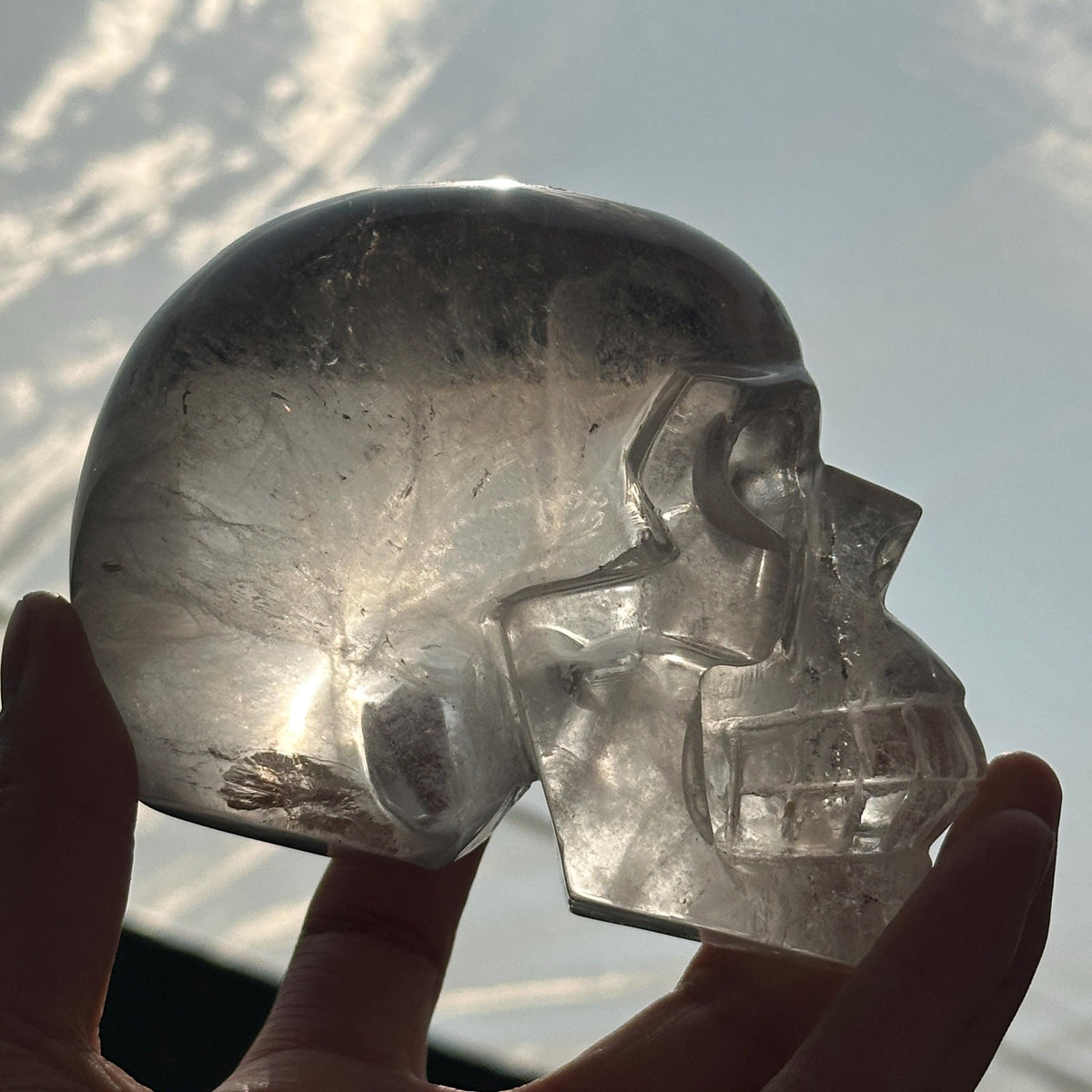 Large Smoky Quartz Crystal Skull, Personally Sourced Brazilian Quartz Carving, Heavy Polished Gothic Altar Decor Exact Specimen 2.19lb - view 10