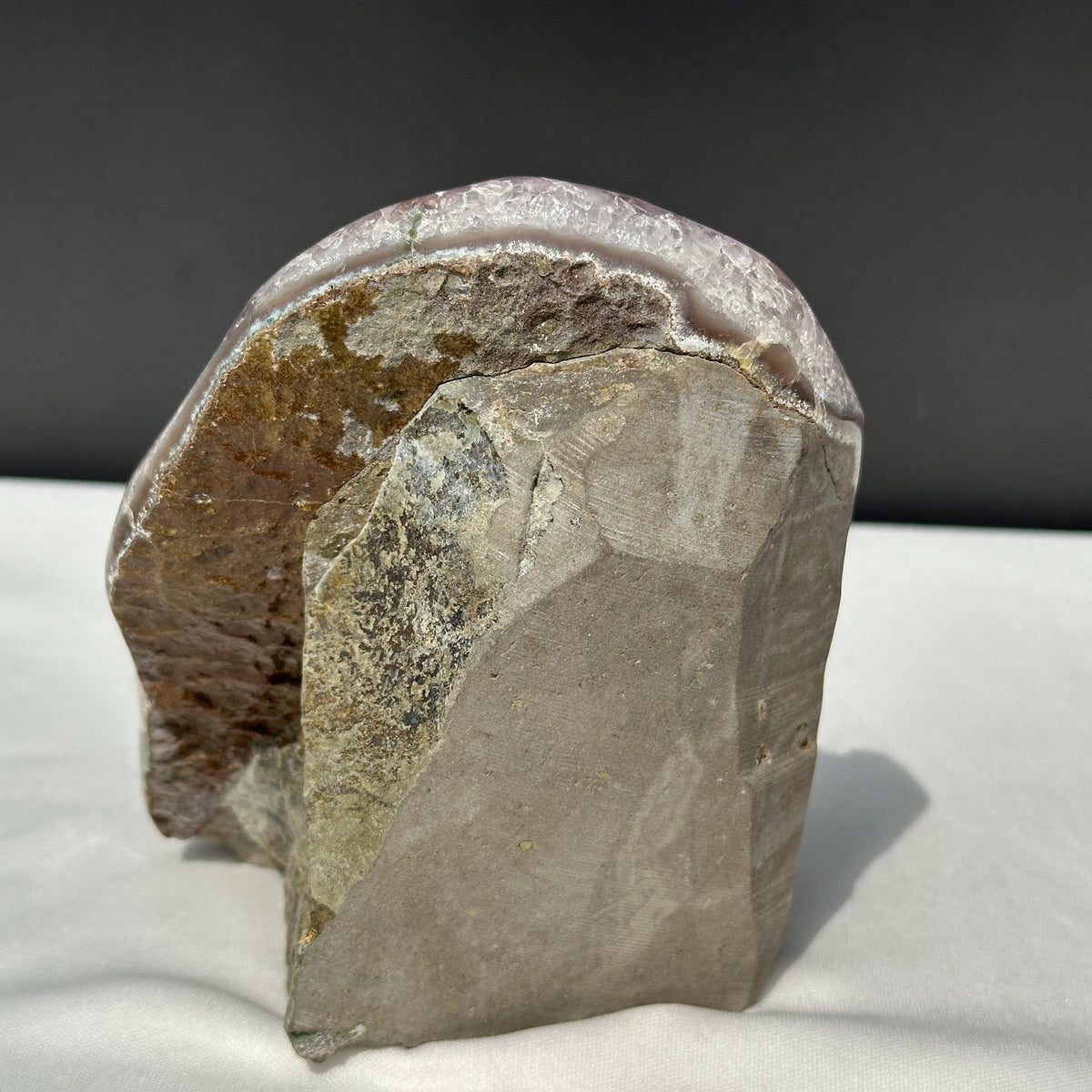 Large Pale Lavender Amethyst Geode Stand, Polished Uruguayan Crystal Cluster, Sparkly Lilac Druzy Decor Exact Specimen 3.2lb - view 5