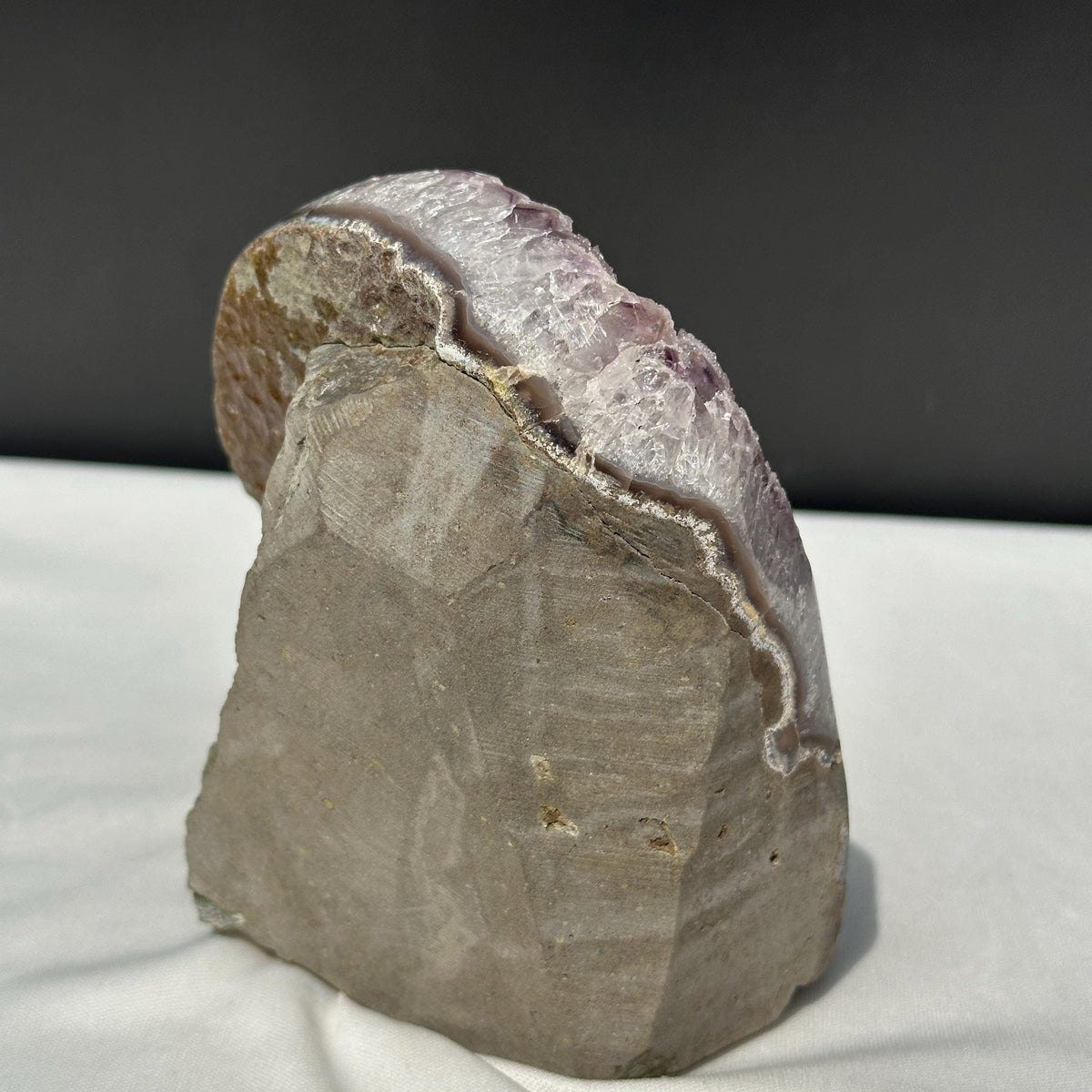 Large Pale Lavender Amethyst Geode Stand, Polished Uruguayan Crystal Cluster, Sparkly Lilac Druzy Decor Exact Specimen 3.2lb - view 6