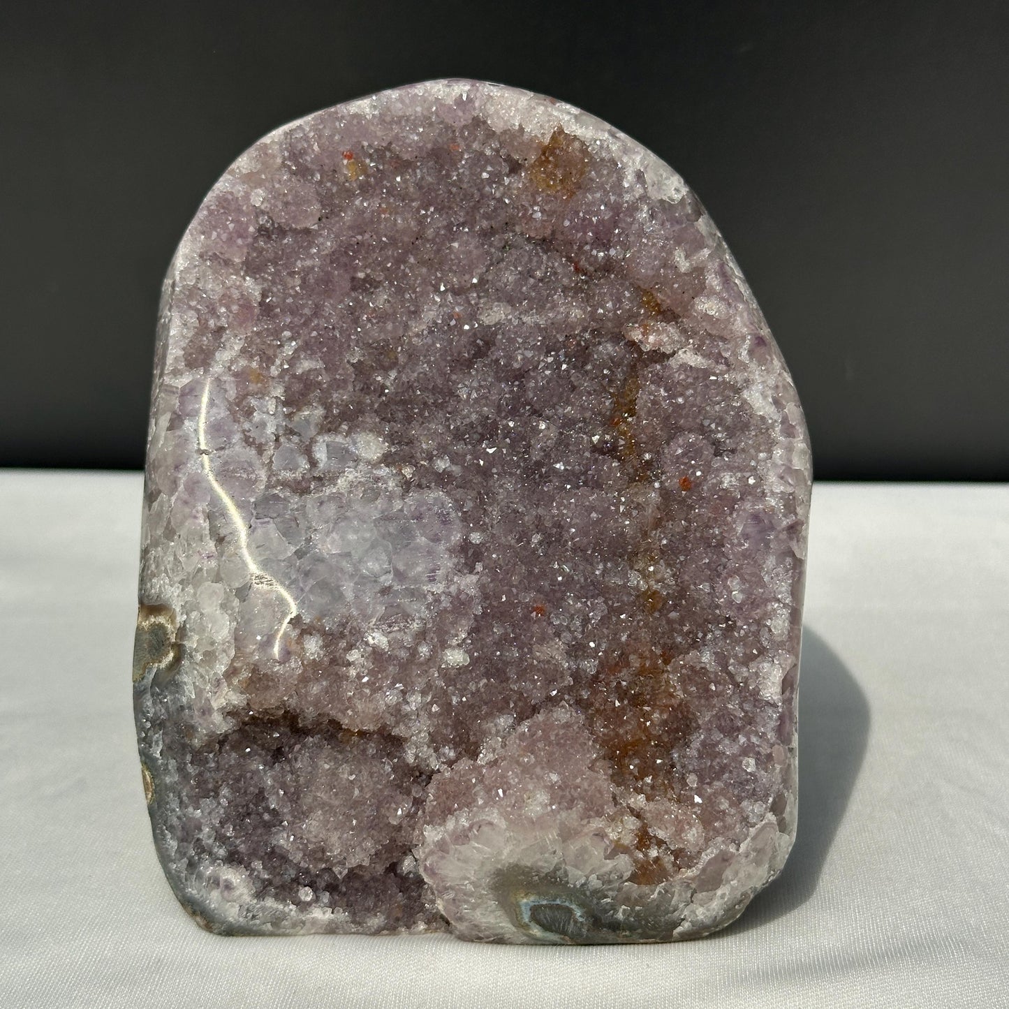 Large Pale Lavender Amethyst Geode Stand, Polished Uruguayan Crystal Cluster, Sparkly Lilac Druzy Decor Exact Specimen 3.2lb
