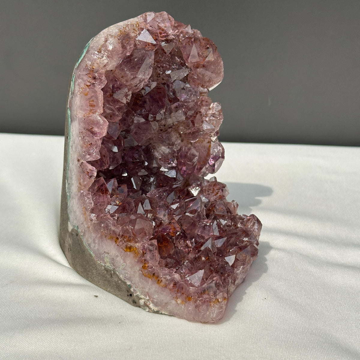 Brazilian Amethyst with Titanium Rutile Symbiosis, Polished Deep Purple Crystal Geode Display Decor Exact Specimen 2.27lb - view 2