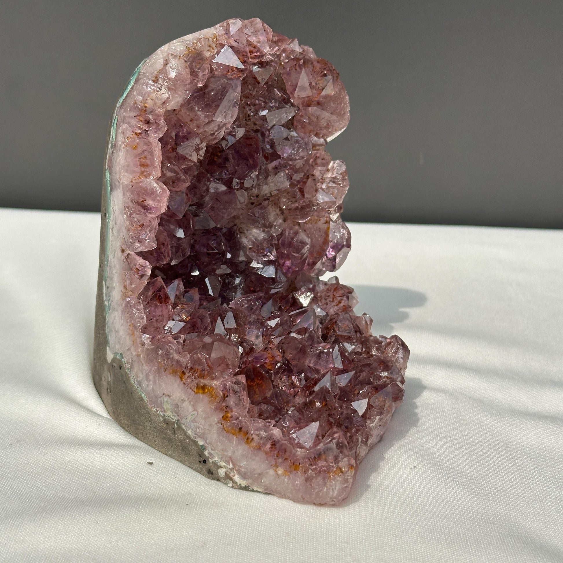 Brazilian Amethyst with Titanium Rutile Symbiosis, Polished Deep Purple Crystal Geode Display Decor Exact Specimen 2.27lb - view 2