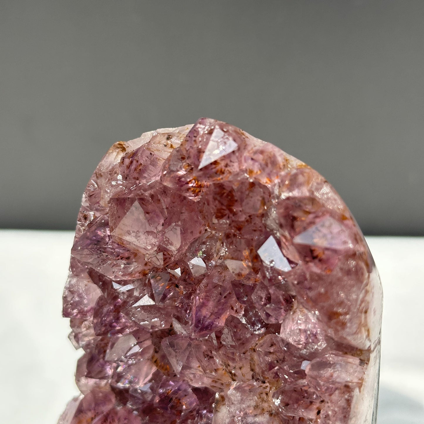 Brazilian Amethyst with Titanium Rutile Symbiosis, Polished Deep Purple Crystal Geode Display Decor Exact Specimen 2.27lb - view 8