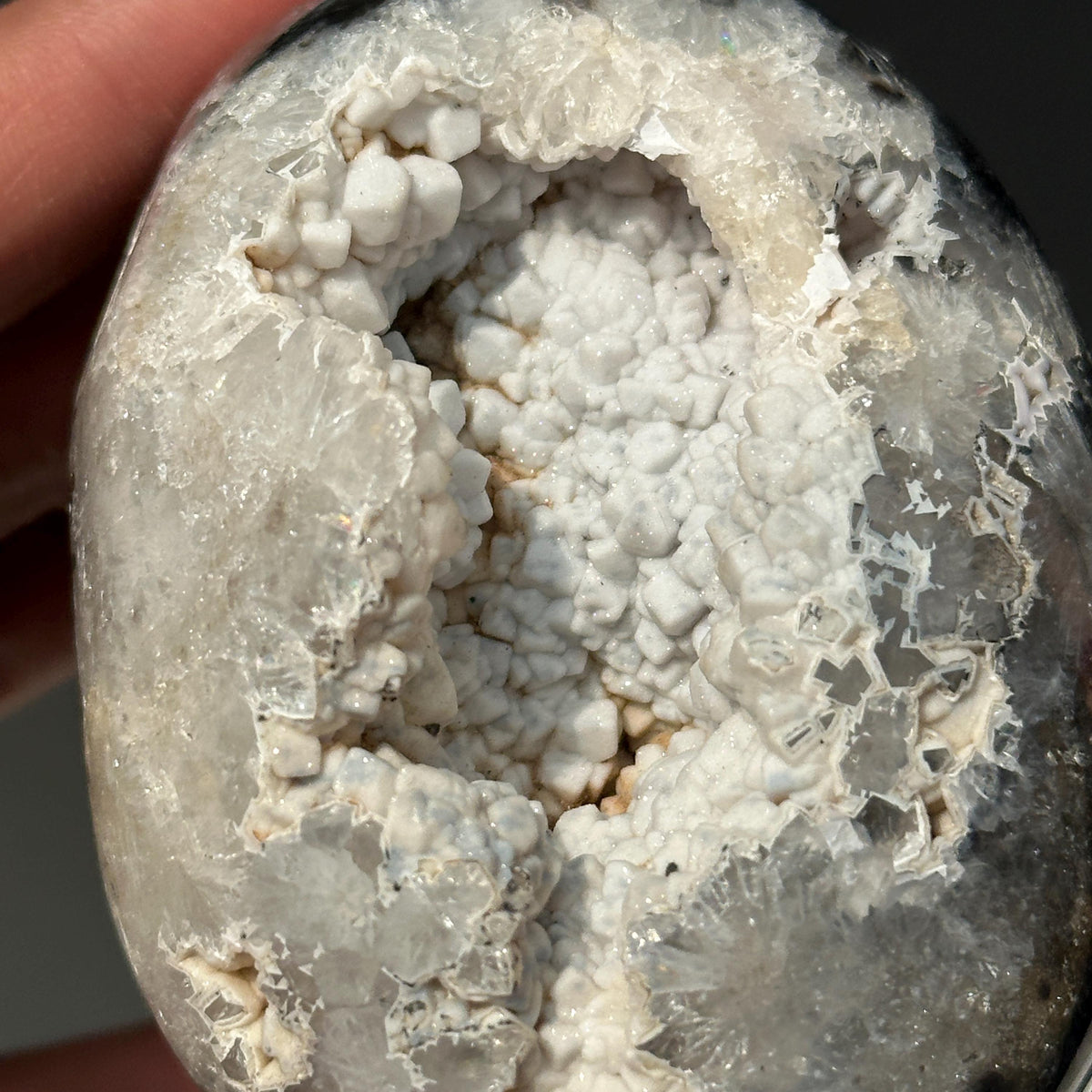 Hand-Carved White Sugar Druzy Agate Mushroom, Polished Brazilian Crystal Geode Decor, Fairy Core Mineral Specimen Exact 0.94lb - view 9