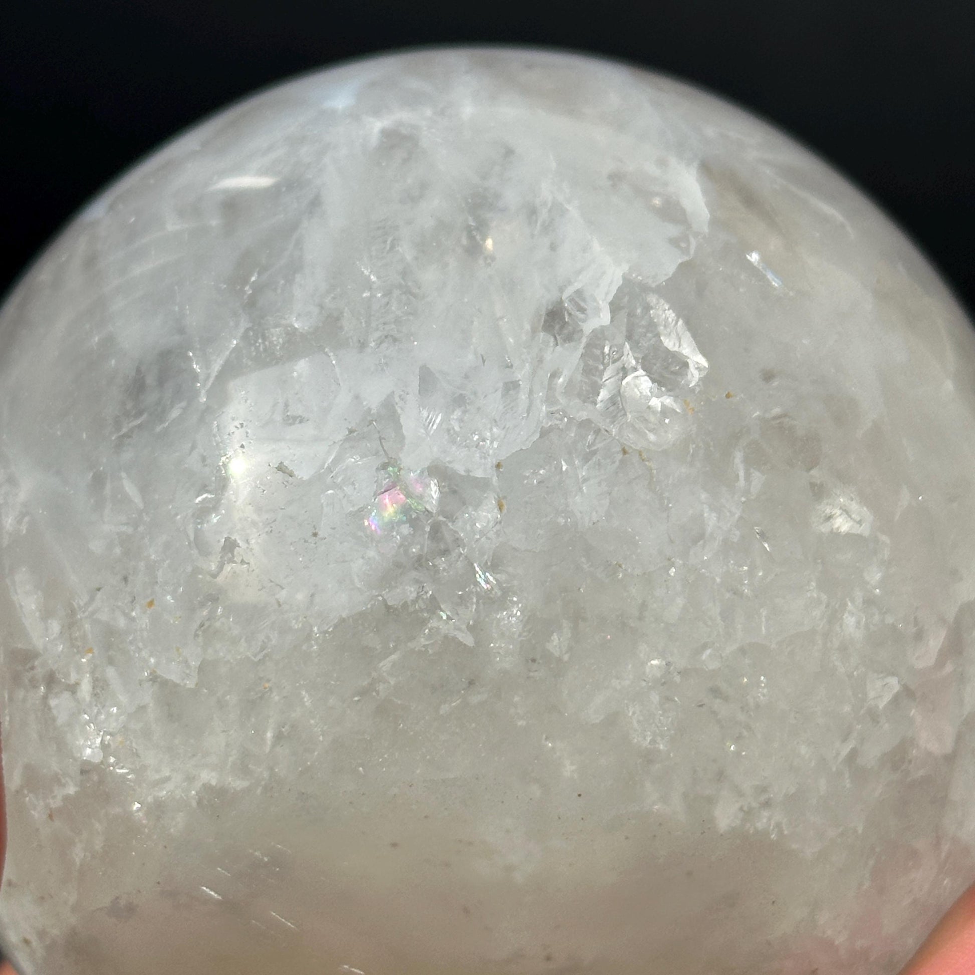 78mm White Sugar Druzy Agate Sphere, Large Open Mouth Geode Ball, Polished Brazilian Crystal Orb with Free Stand, Exact Specimen 1.36lb - view 8