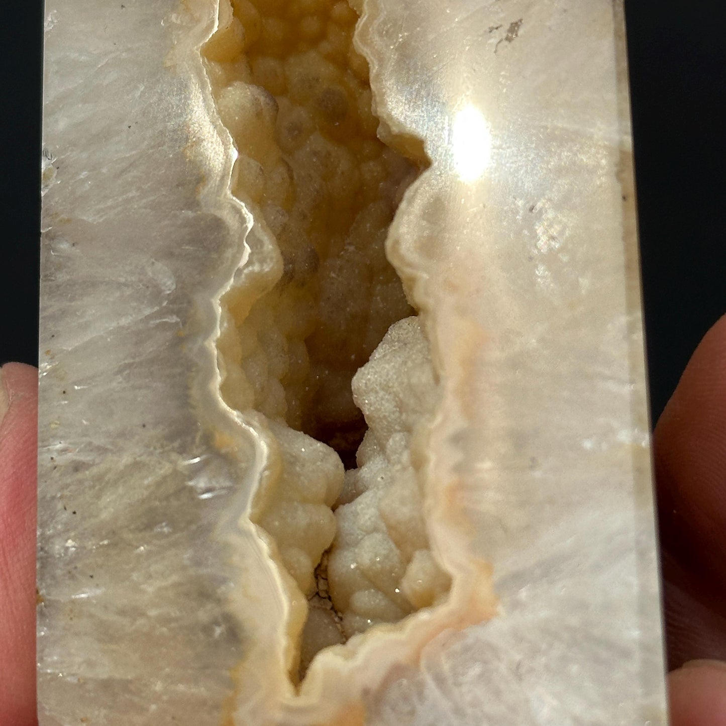 Yellow Sugar Druzy Agate Freeform, Polished Brazilian Crystal Block with Sparkling Botryoidal Cave, Golden Healing Decor Exact Specimen - view 8