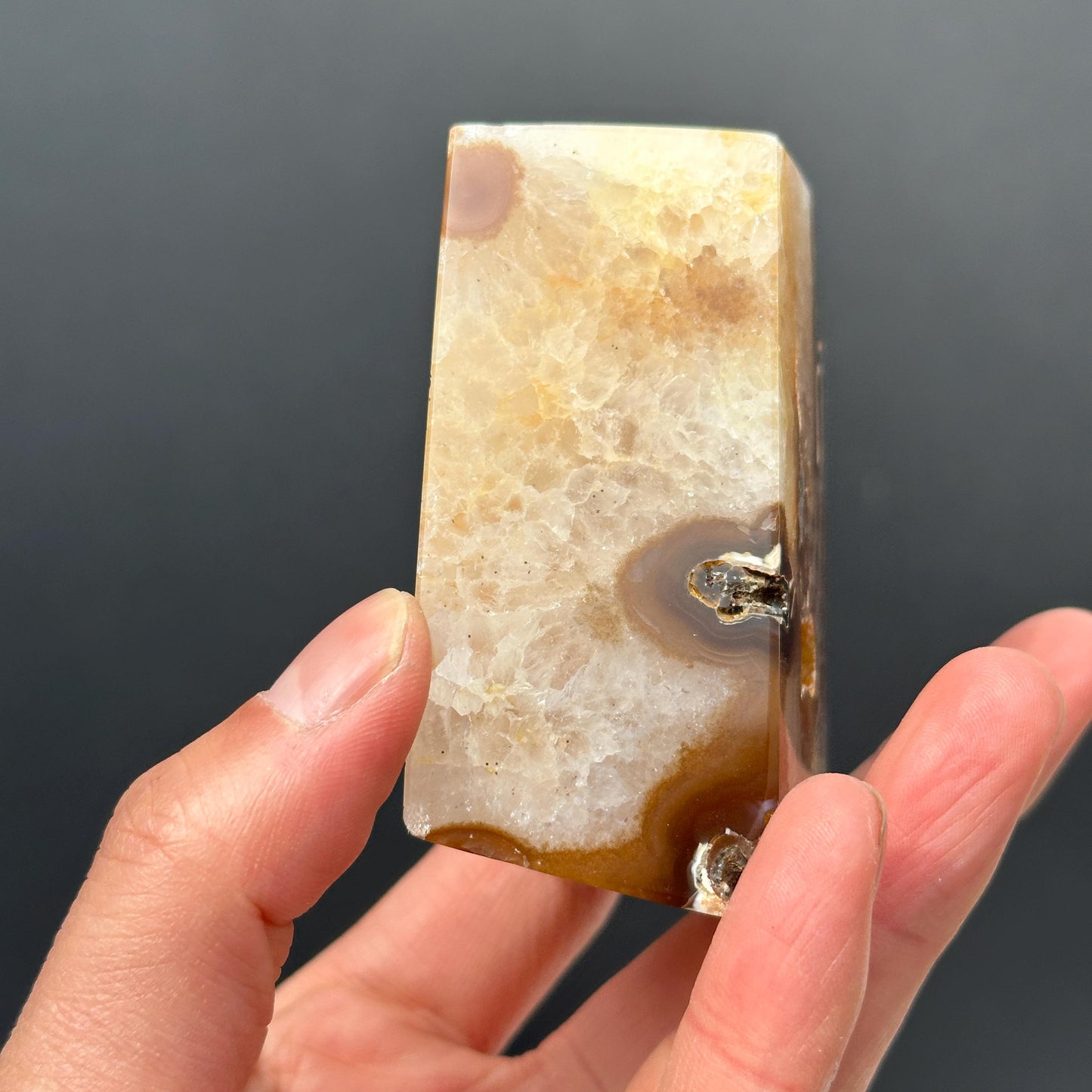 Yellow Sugar Druzy Agate Freeform, Polished Brazilian Crystal Block with Sparkling Botryoidal Cave, Golden Healing Decor Exact Specimen
