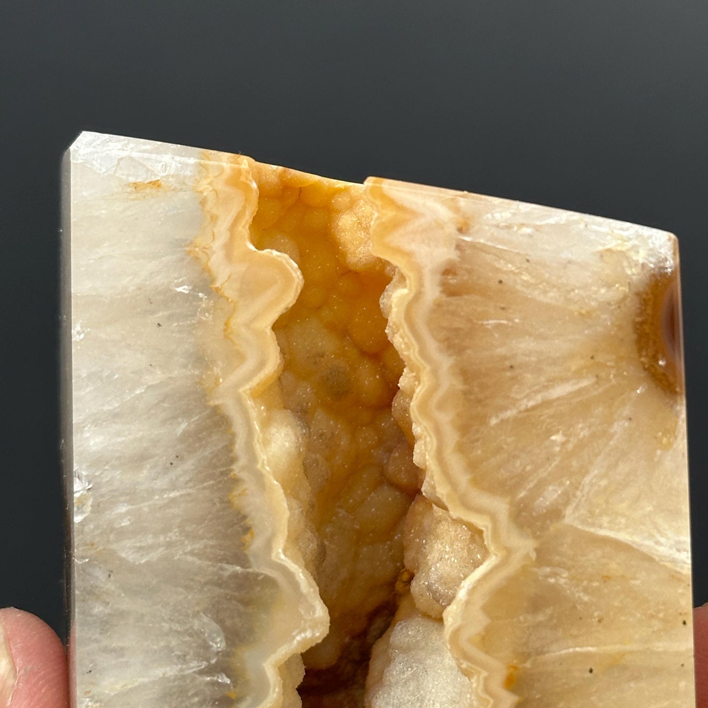 Yellow Sugar Druzy Agate Freeform, Polished Brazilian Crystal Block with Sparkling Botryoidal Cave, Golden Healing Decor Exact Specimen - view 9