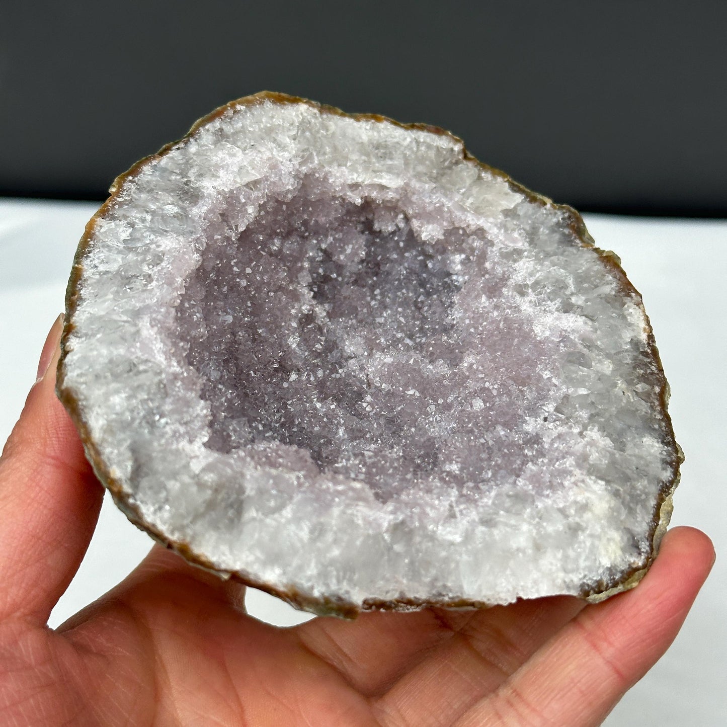 Lavender Amethyst Geode Bowl, Polished Brazilian Crystal Nest, Pale Purple Quartz Jewelry Dish, Healing Catchall Decor Exact 1.19lb