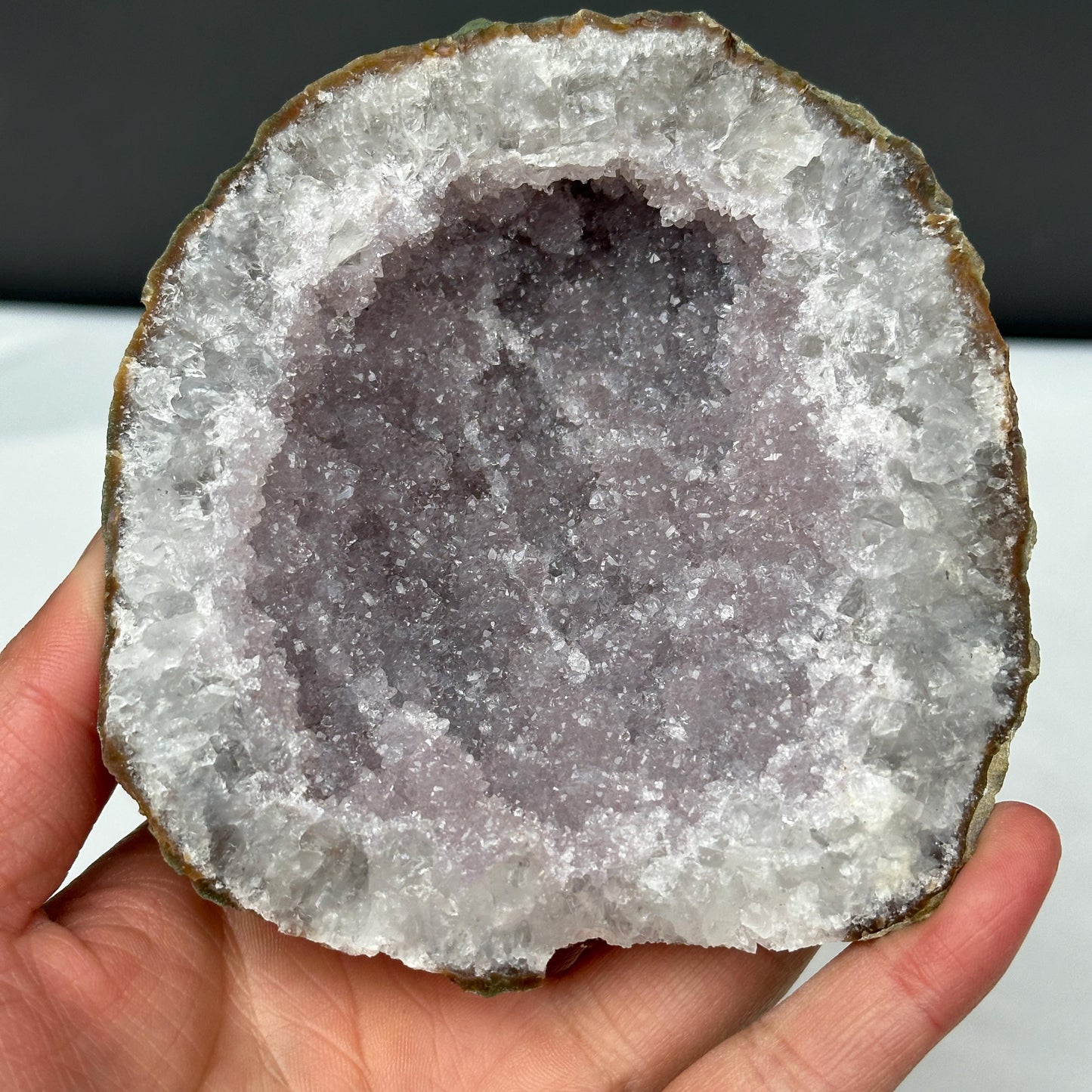 Lavender Amethyst Geode Bowl, Polished Brazilian Crystal Nest, Pale Purple Quartz Jewelry Dish, Healing Catchall Decor Exact 1.19lb