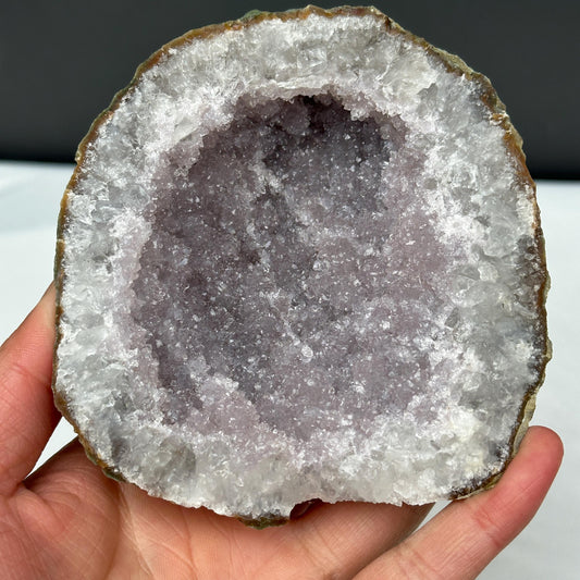 Lavender Amethyst Geode Bowl, Polished Brazilian Crystal Nest, Pale Purple Quartz Jewelry Dish, Healing Catchall Decor Exact 1.19lb
