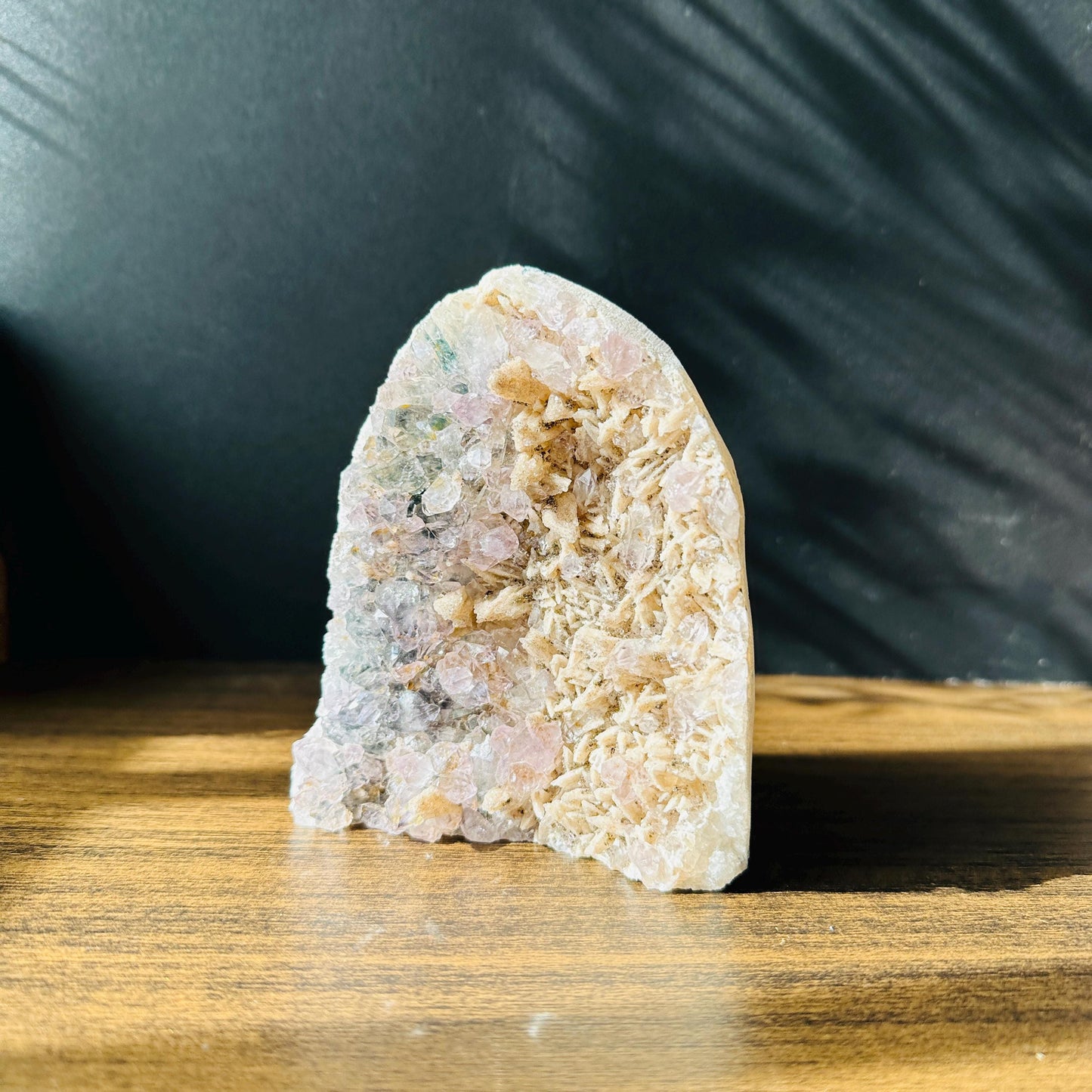 Rare Uruguayan Amethyst Phantom Quartz Calcite Symbiosis, Polished Standing Geode Freeform, Magical Crystal Decor Exact 1.76lb