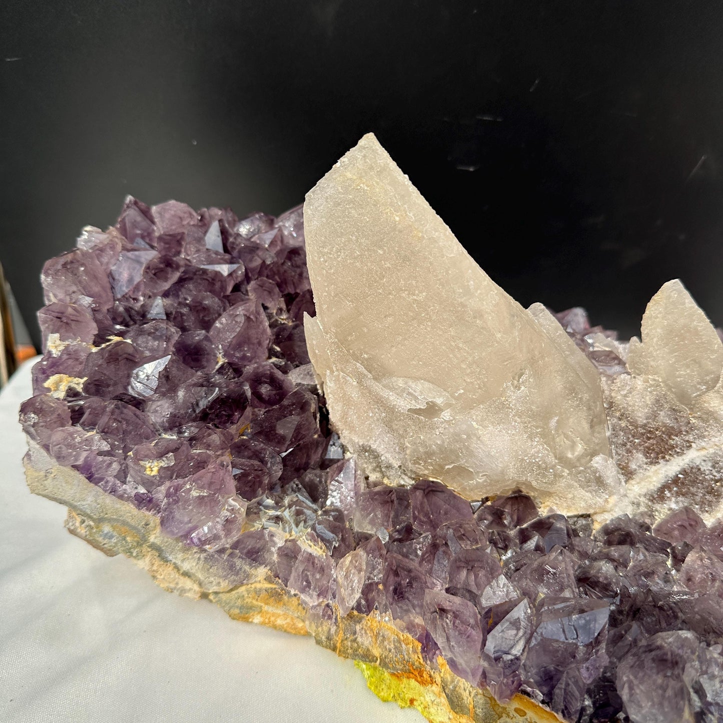 Giant 31lb Amethyst Cluster with 3 Huge Intact Calcite Pillars, Rare Museum Quality Brazilian Geode, Custom Stand Available Exact - view 7