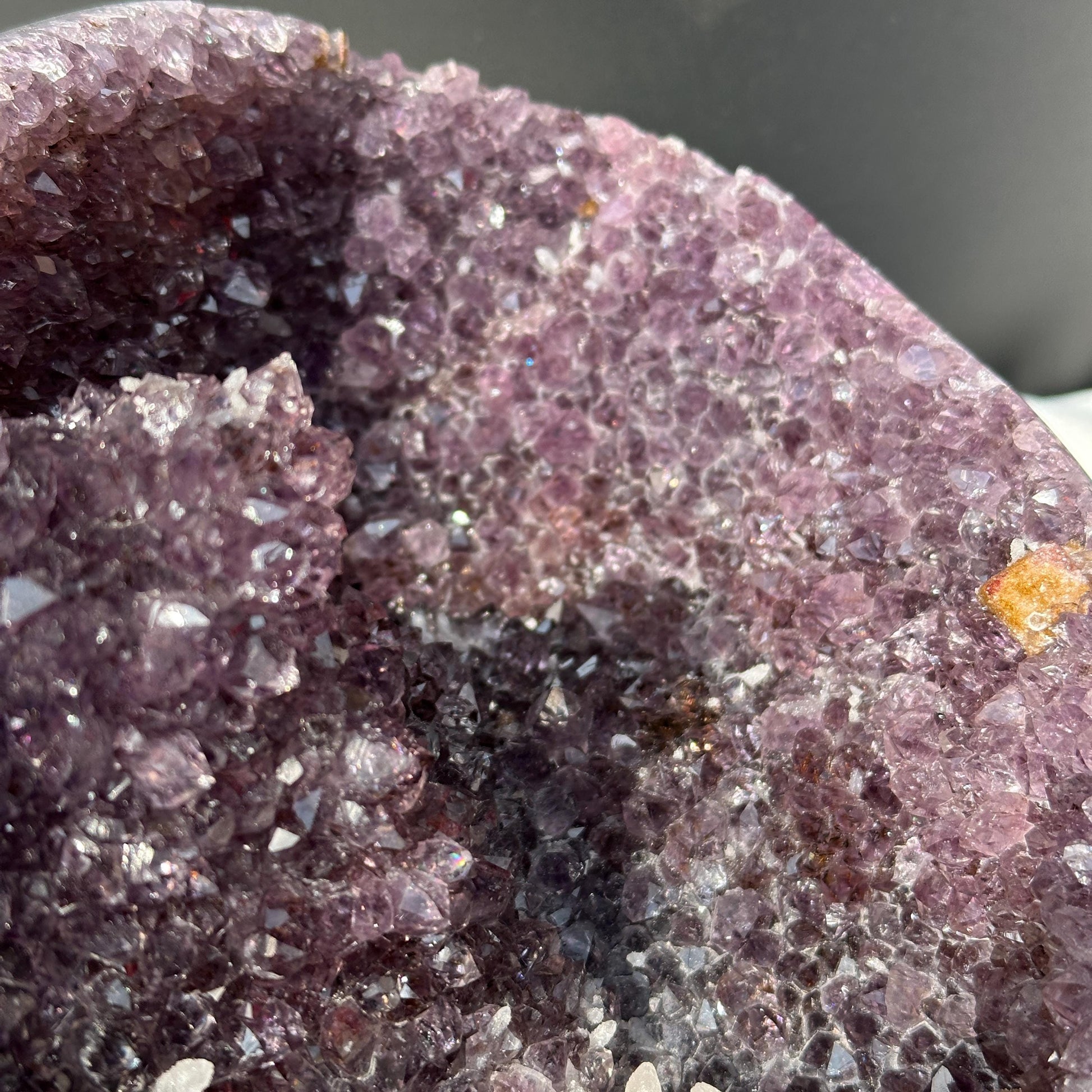 Huge Amethyst Geode Basin with Dual Calcite Symbiosis, Brazilian Crystal Wealth Bowl, Artisan Polished Specimen Exact 11.46lb - view 8