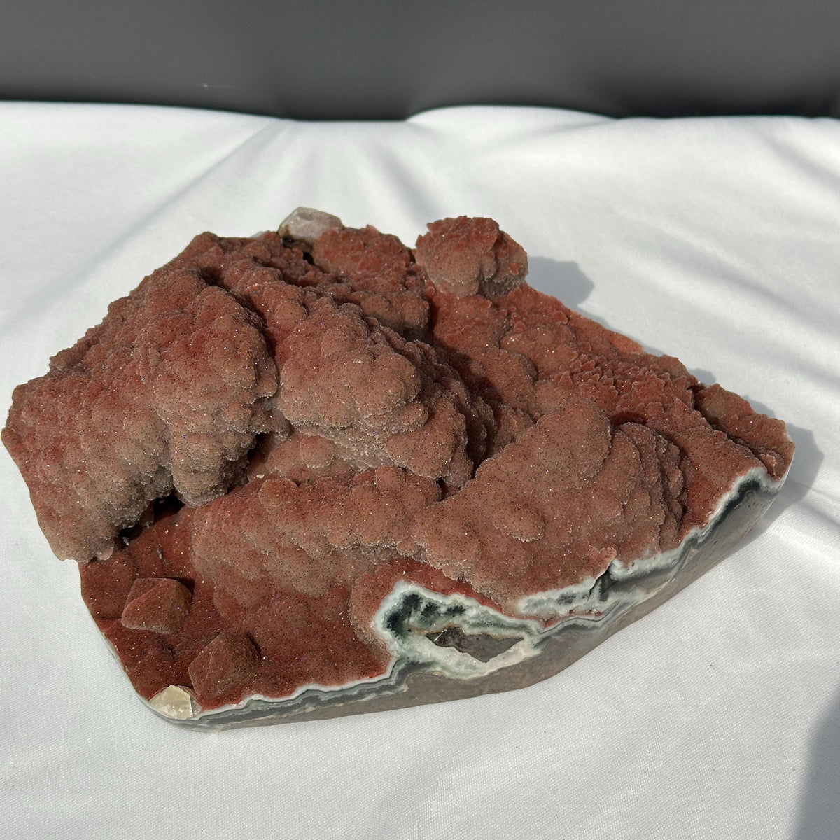 Rare Uruguayan Red Amethyst Sugar Druzy Cluster, Fine Grain Botryoidal Crystal Specimen, Artisan Polished Red Quartz Exact 6.72lb - view 7