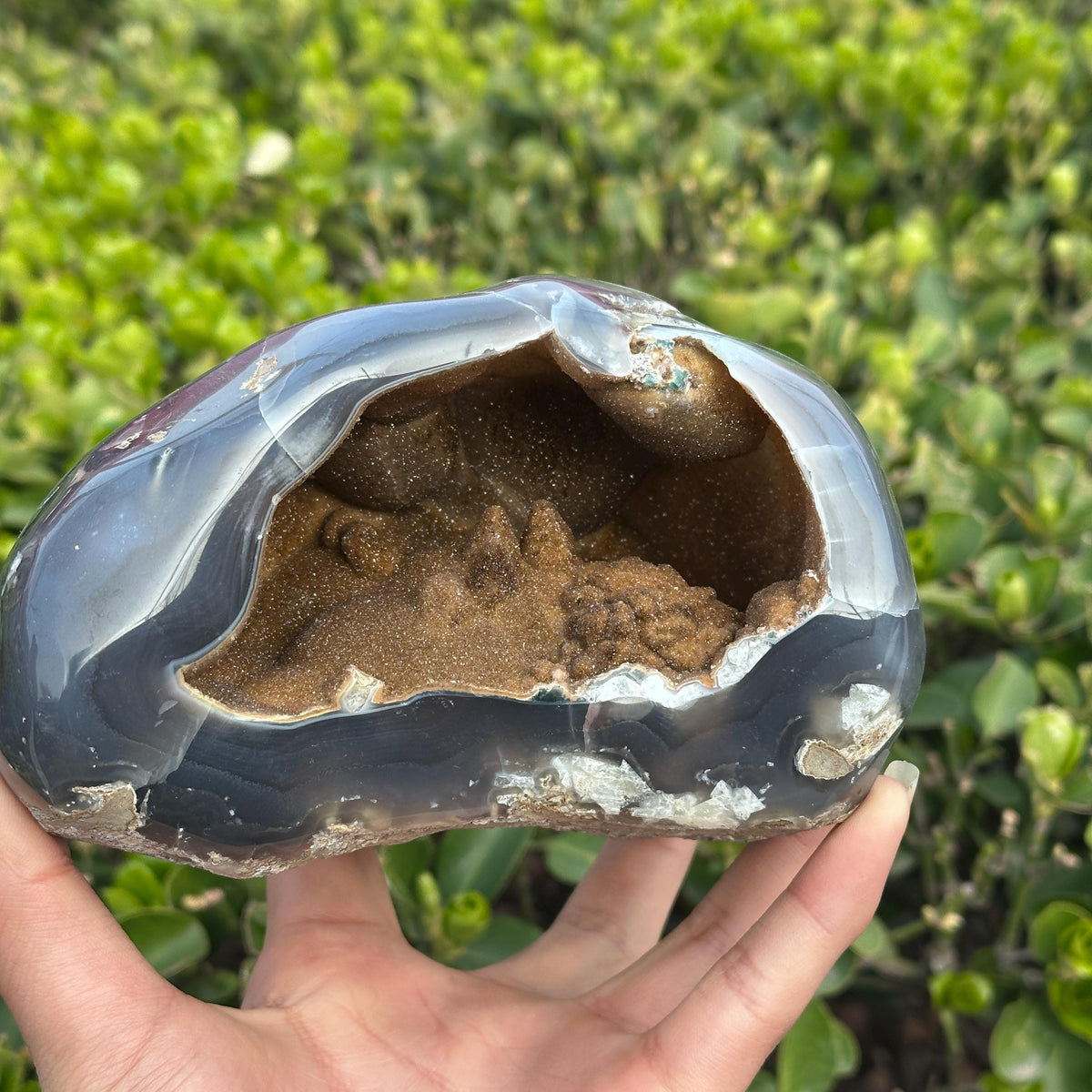 Large Golden Sugar Druzy Agate Geode Cave, Polished Brazilian Yellow Crystal Nest, Top Grade Wealth Basin Decor Exact Specimen 4.52lb - view 4